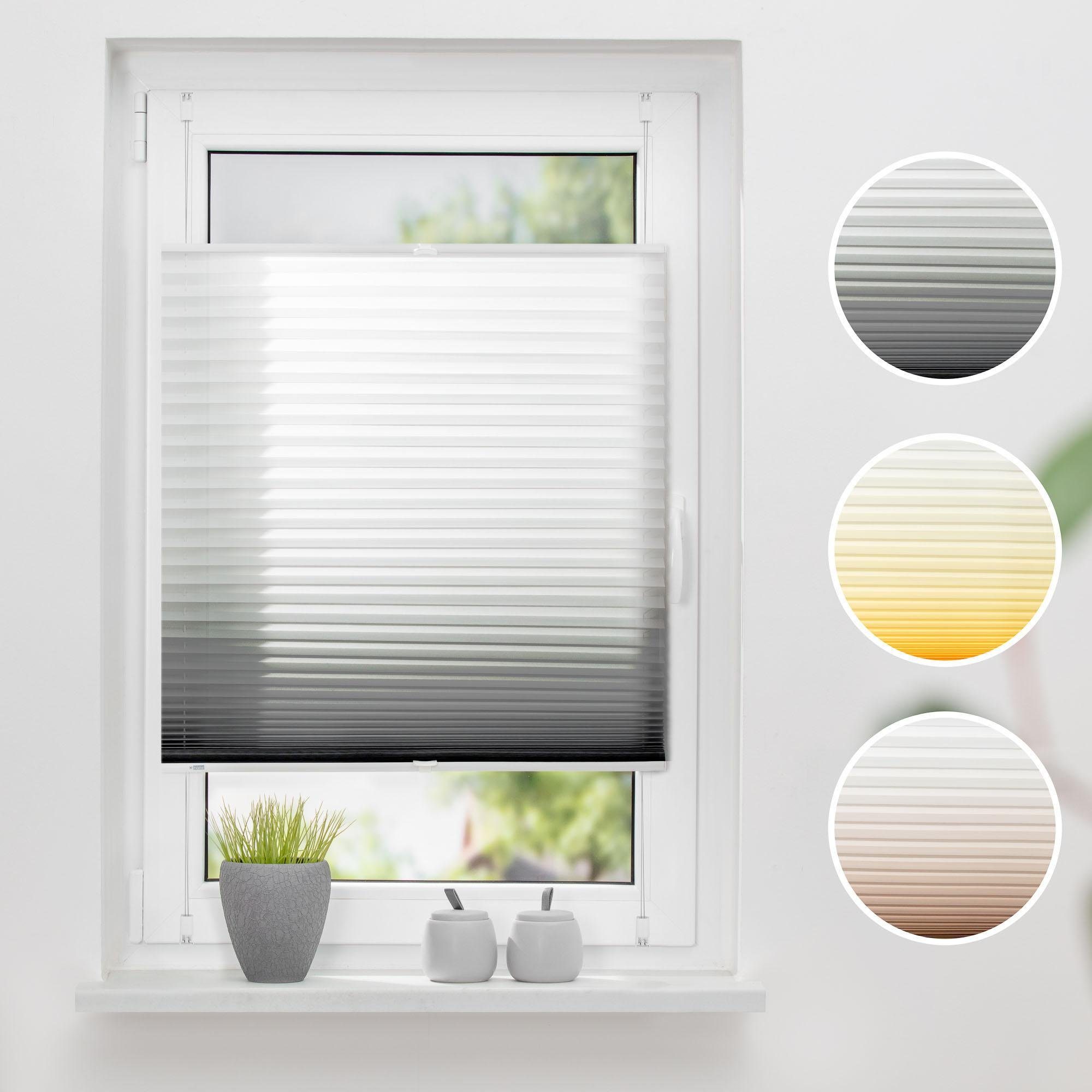 K-HOME Plissee Farbverlauf Sunrise, Lichtschutz, ohne Bohren, verspannt, Klemmfix