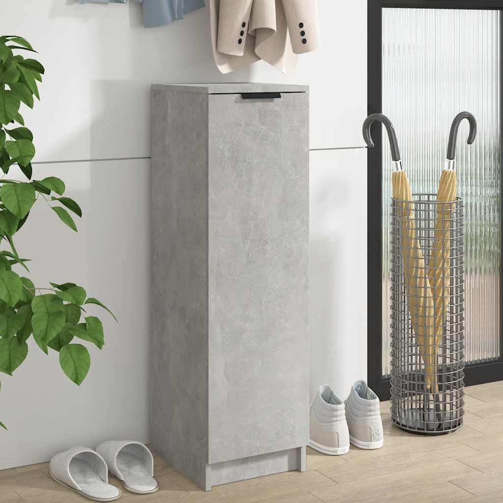furnicato Schuhschrank Betongrau 30 x 35 x 100 cm aus Holzwerkstoff (1-St) Stabiles Schuhregal mit Ablagen, Tür und inkl. Wandhalterung
