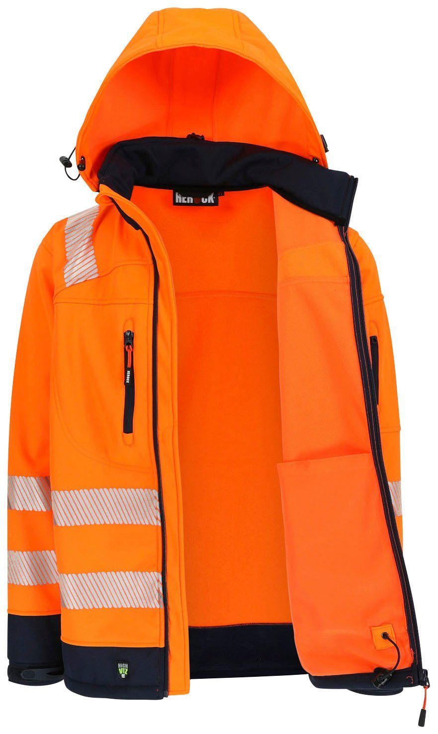 Herock Softshelljacke Gregor HIGH VIZ wasserabweisend abtrennbarer orange Atmungsaktiv, und Kapuze winddicht mit