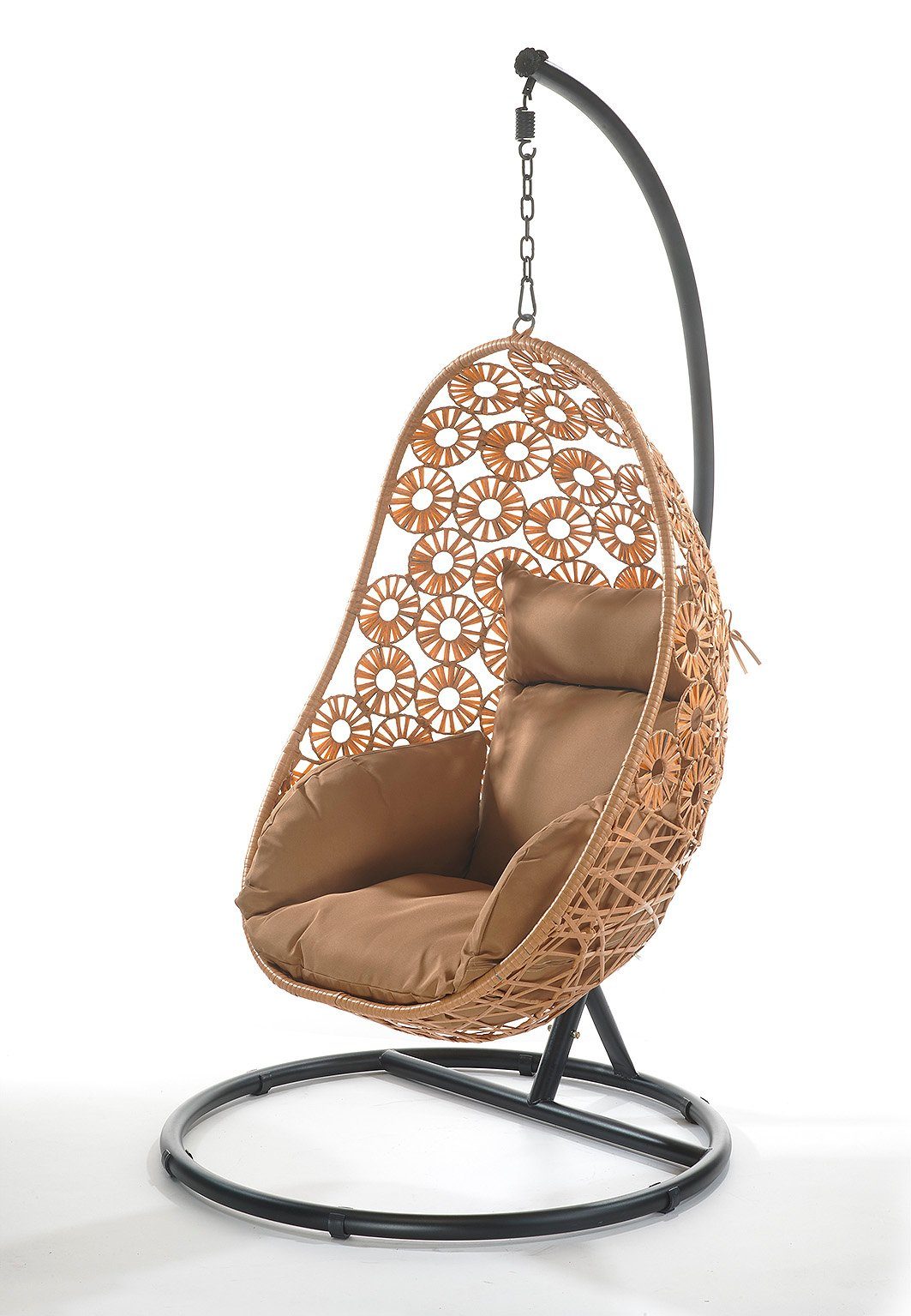 Kobolo Hängesessel »Hängekorb FLORAL Polyrattan mit Gestell und Kissen