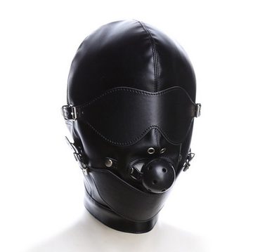 Sandritas Erotik-Maske »Bondagemaske mit Ballknebel Ledermaske Kopfmaske Bondage Augenbinde«