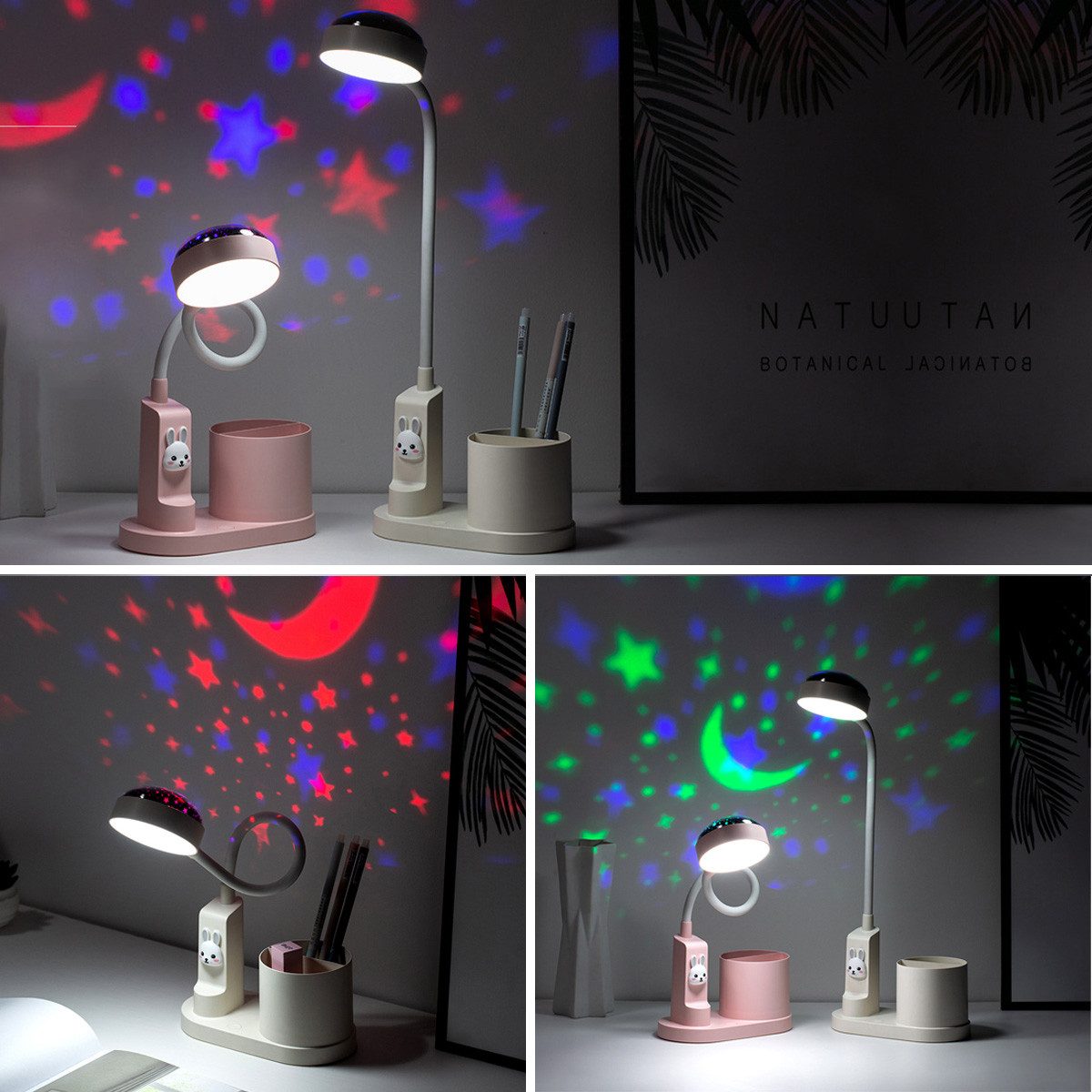 Novzep Nachtlicht LED-Stifthalterleuchte, dimmbare Projektion verstellbarer Lichtmast – Bild 5 von 5