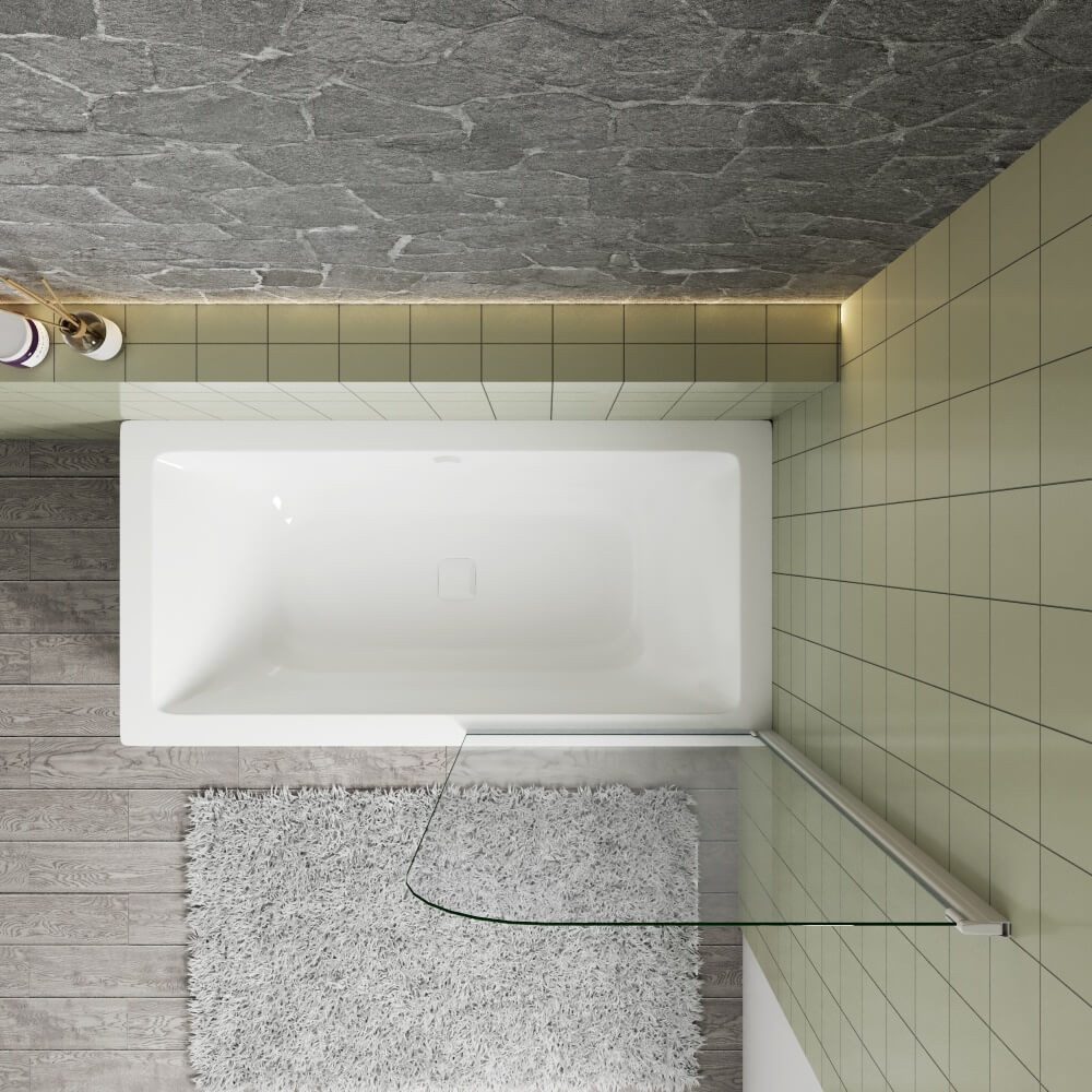 Duschparadies Duschwand 140cm anthrazitweiß Glas Aufsatz Duschabtrennung Badewanne Trennwand, Einscheibensicherheitsglas, Sicherheitsglas, Glas – Bild 4 von 5