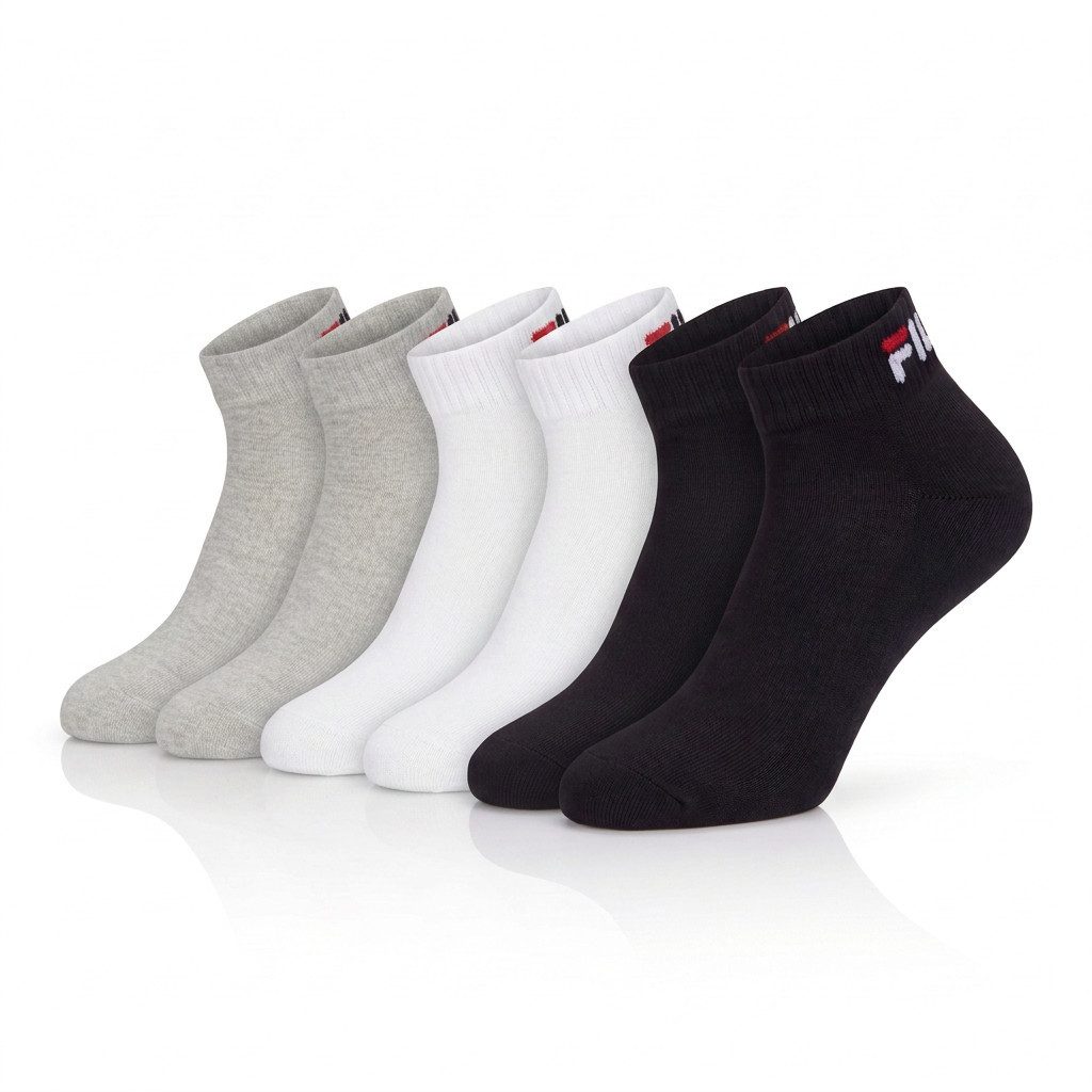 Fila Kurzsocken UNISEX INVISIBLE PLAIN SOCKS (6-Paar, 6 Paar) Baumwollmischung, Rippenbündchen, flache Zehennaht