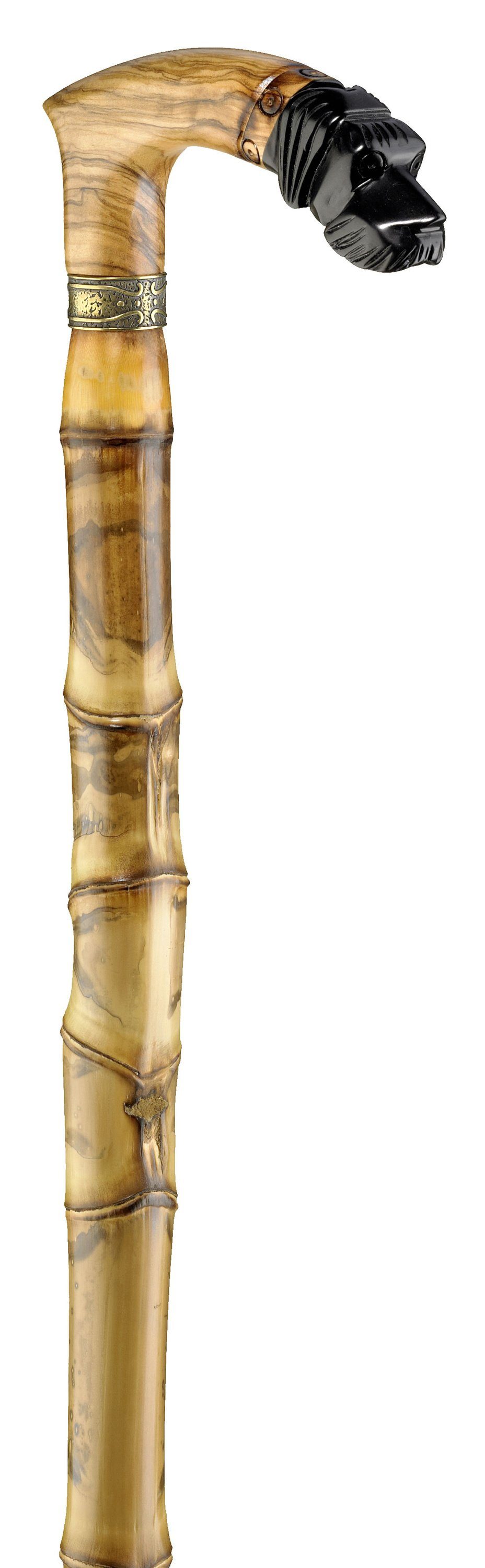 Gehstock Gehstock PRIMA-DONNA, Fritzgriff, spanisches Olivenholz, Hundekopf aus