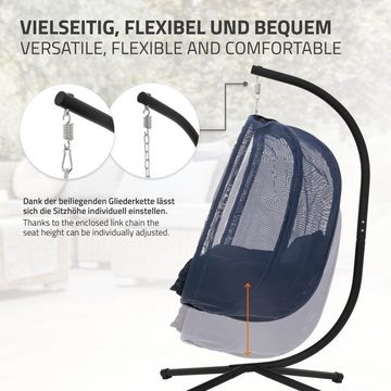 ML-DESIGN Hängesessel Hängesessel mit Gestell und Großen Kissen Rattan-Optik, Hängesitz Blau aus Stahl höhenverstellbar & faltbar Indoor/Outdoor