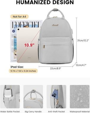 LOVEVOOK Rucksack (Tagesrucksack mit USB Mini Backpack Elegant Casual Daypack für Reise), Kleiner Leder Rucksack Damen Klein Cityrucksack Handtasche Wasserdicht