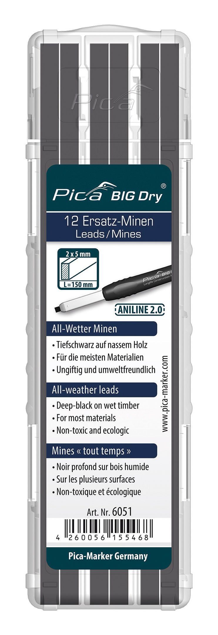 Ersatzminenset Minen Bleistift, Aniline Graphit Pica 2.0