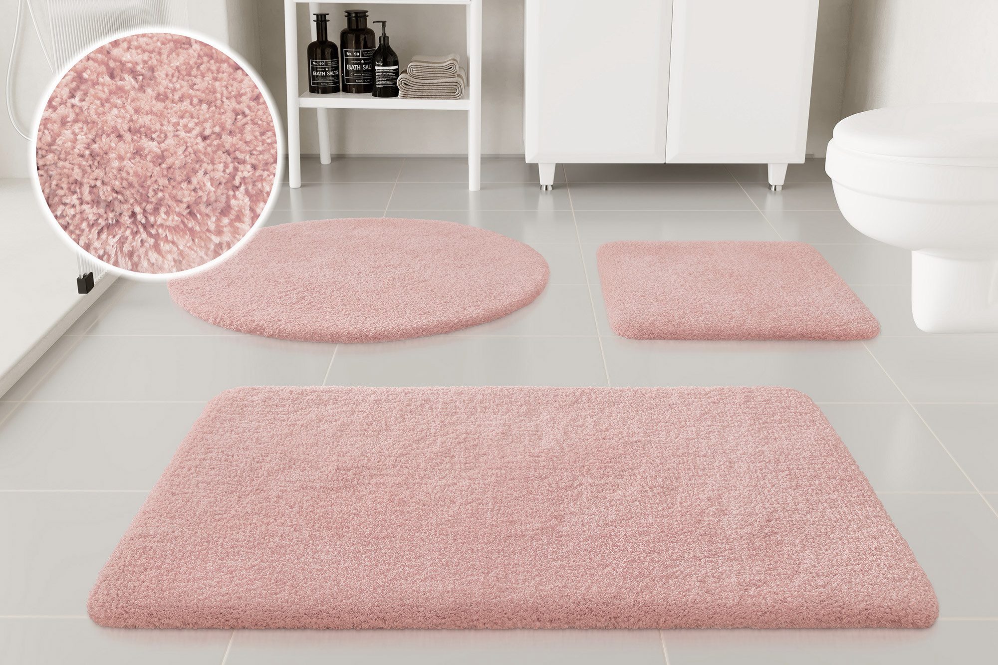 OTTO home Badematte Kaarin, uni, viele Farben, Badvorleger, Badezimmer Teppich, Höhe 30 mm, rutschhemmend beschichtet, fußbodenheizungsgeeignet, Polyester, rechteckig, Badteppich, getuftet, flauschig, hochflor, große Farbauswahl