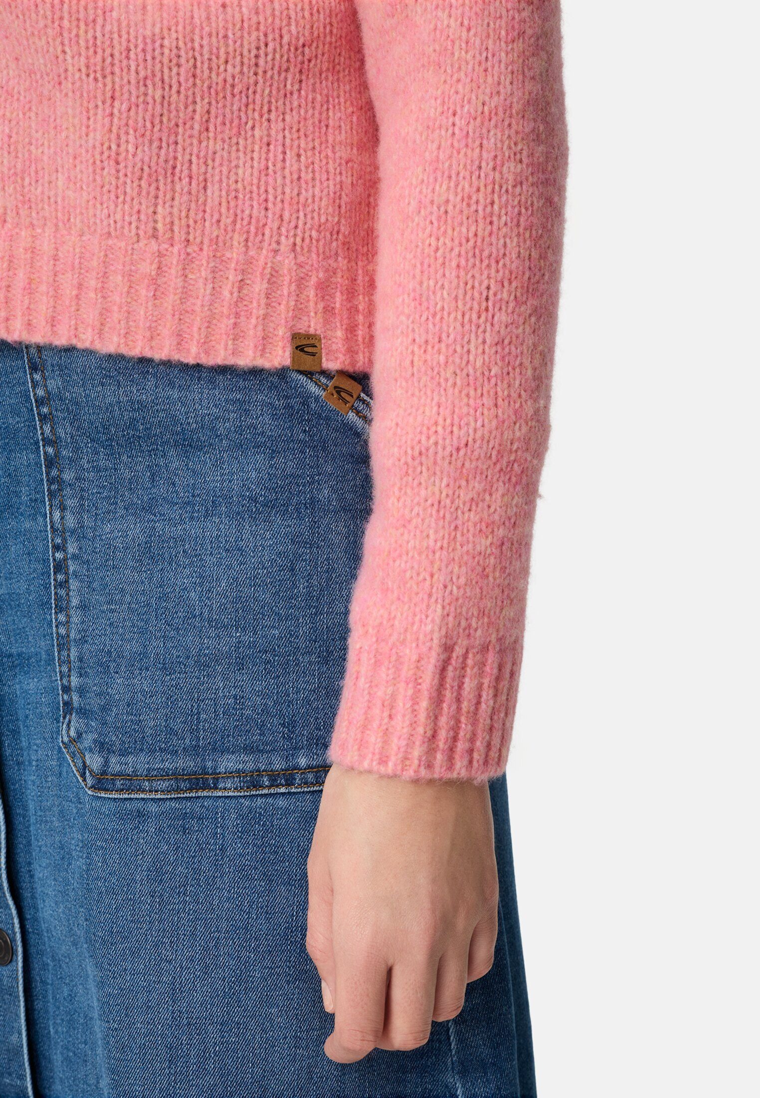 camel active Cardigan mit Raglanärmeln und Knopfverschluss Langarm Markenlabel