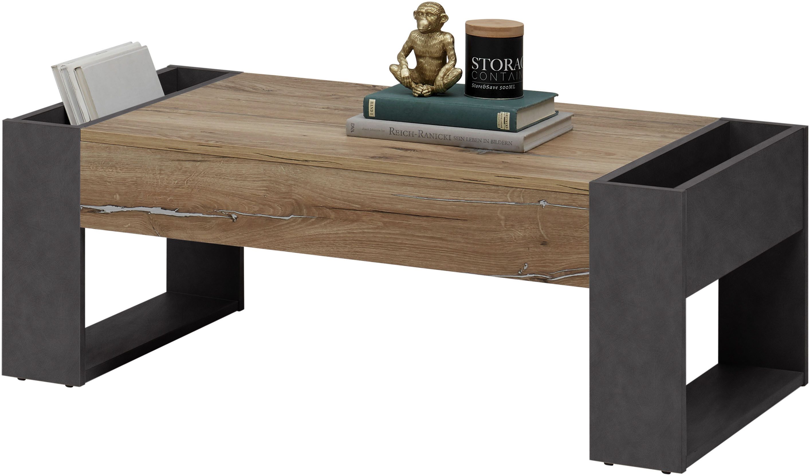Couchtisch Lilo Wohnzimmertisch mit Ablagefächer, BxHxT 110x41x60 cm