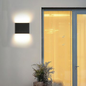 oyajia Wandleuchte LED Wandlampe, mit UP and DOWN - Beleuchtung, Schwarz Matt Lampe, LED fest integriert, Warmweiß, Terassen-Leuchten Hausbeleuchtung Außen Carport, Wegbeleuchtung Garten