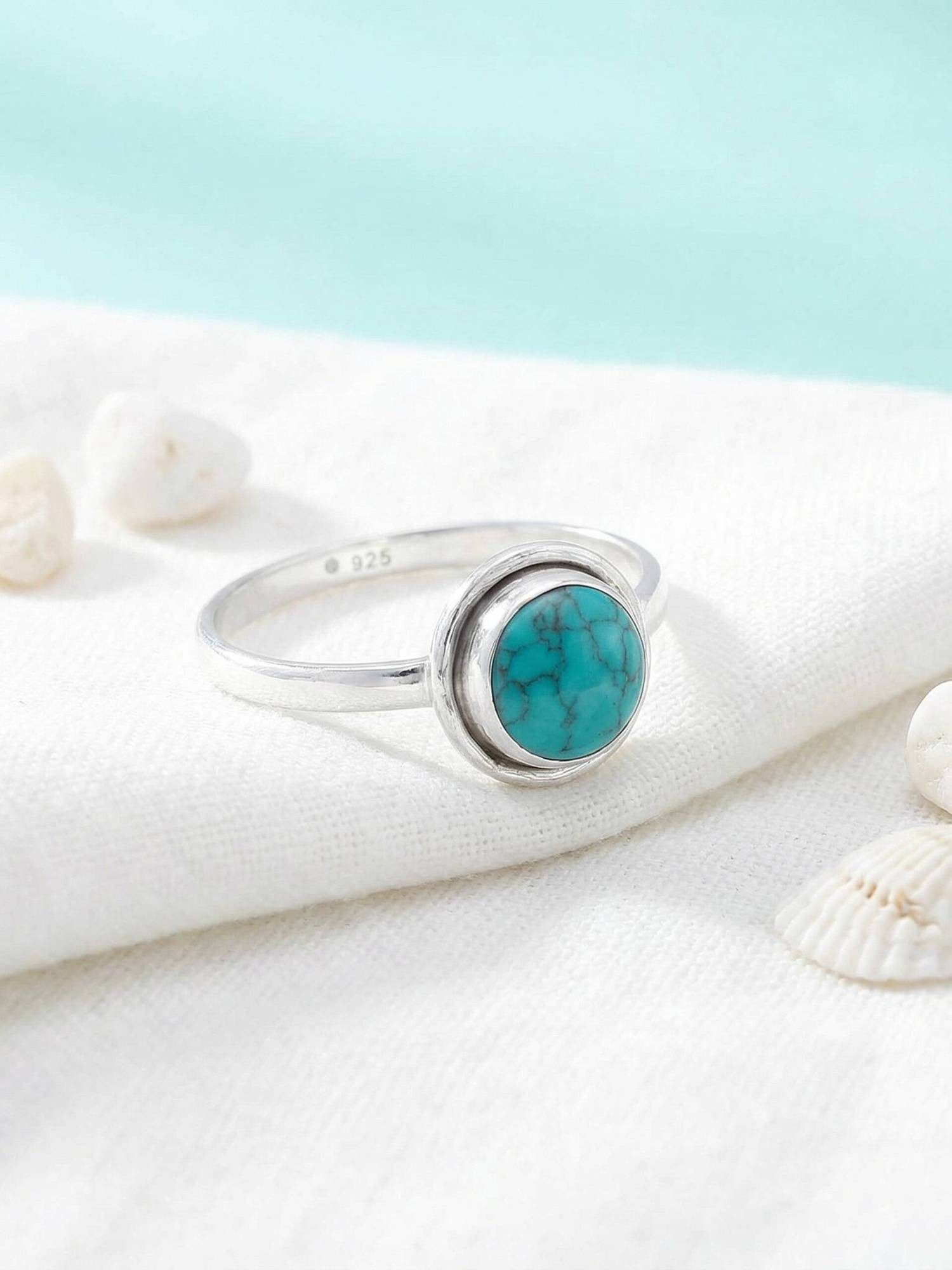 mantraroma Silberring HULETTI aus 925 Silber mit Türkis (Ring mit Schmuckbe günstig online kaufen