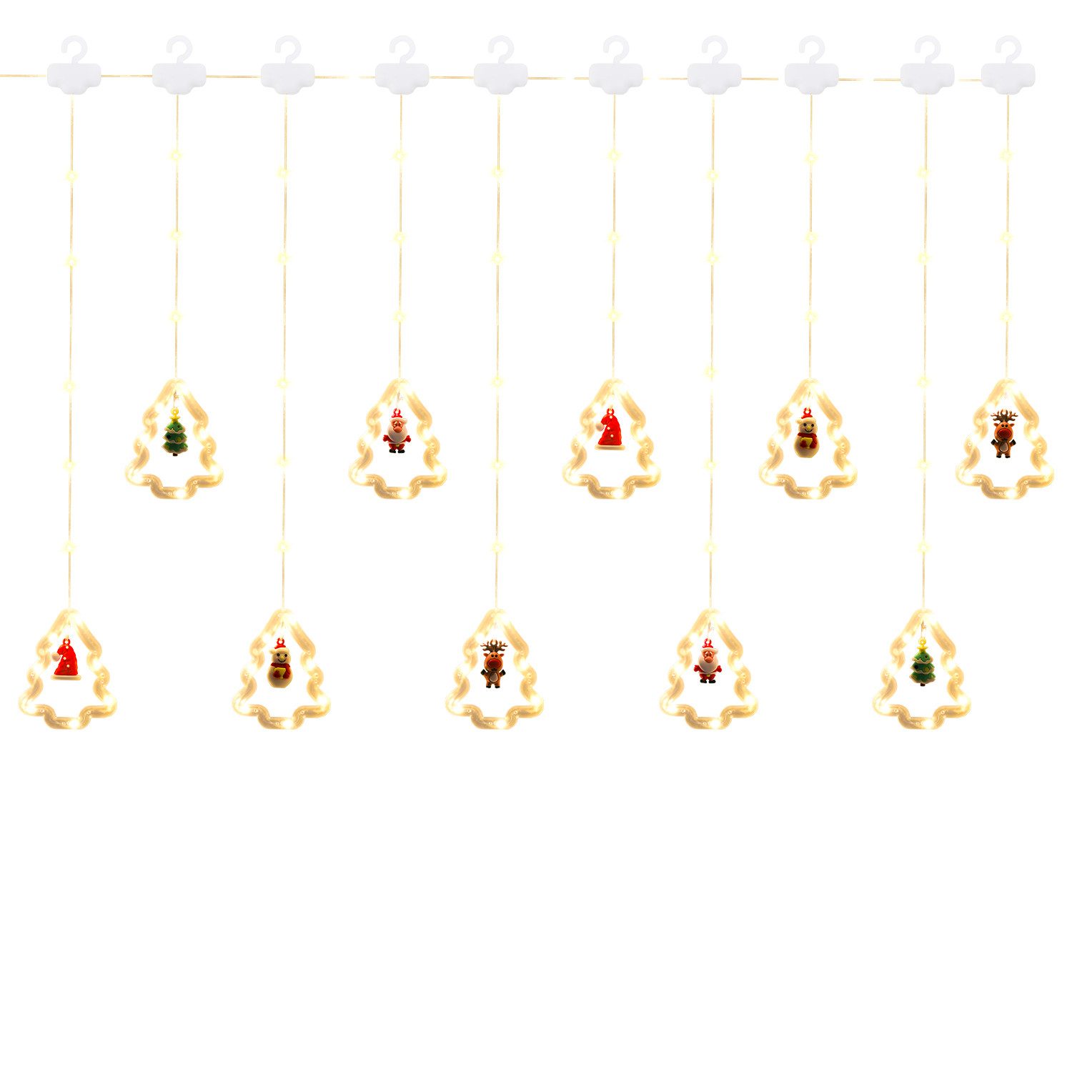 LED-Lichtervorhang 3M Lichterkette Fensterbeleuchtung mit Weihnachtsschmuck Timer 8 Modi