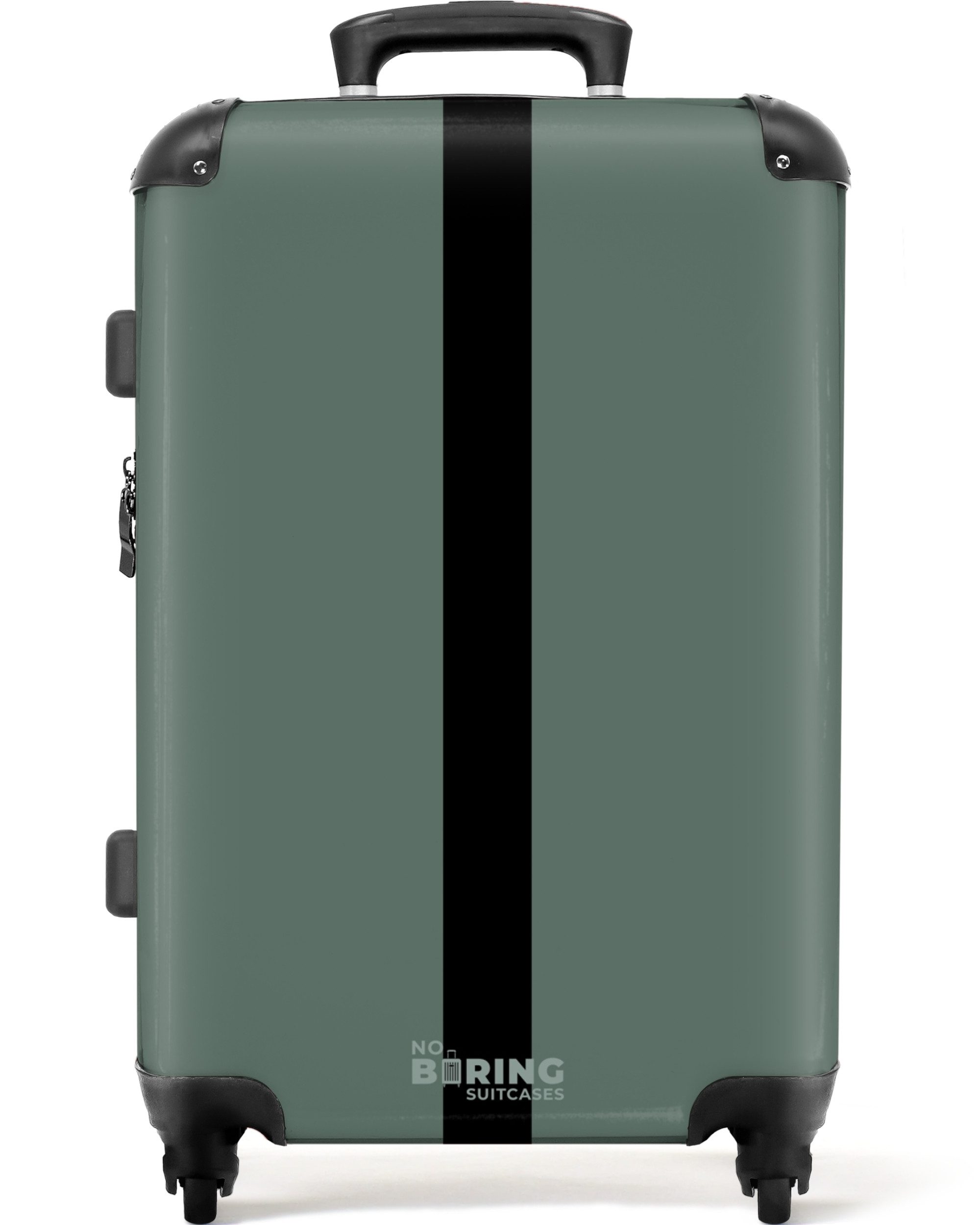 NoBoringSuitcases.com© Hartschalen-Trolley Grün mit schwarzem Streifen günstig online kaufen