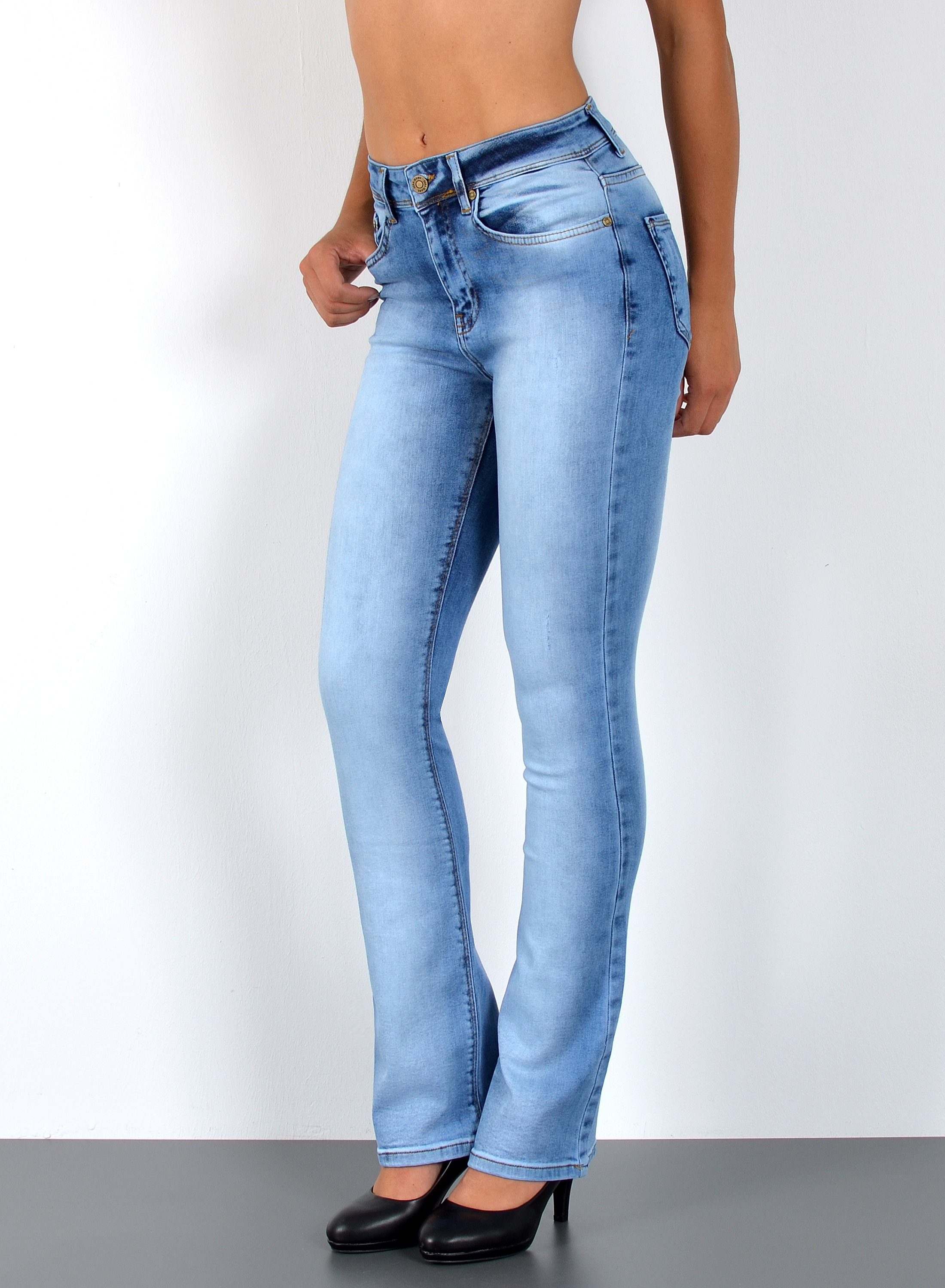 ESRA Bootcut-Jeans Damen Bootcut Jeans High Waist Schlaghose weite Jeans bi günstig online kaufen