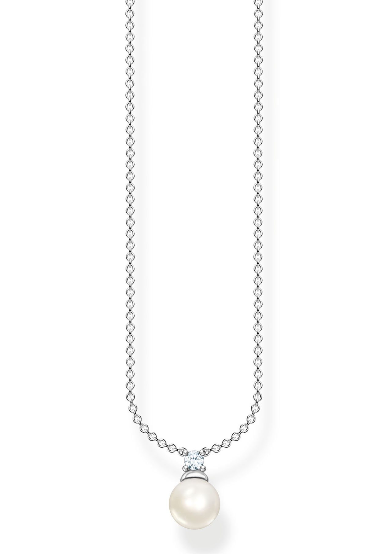 THOMAS SABO Kette mit Anhänger Perle (2-tlg), mit Zirkonia (synth) - mit Süßwasserzuchtperle