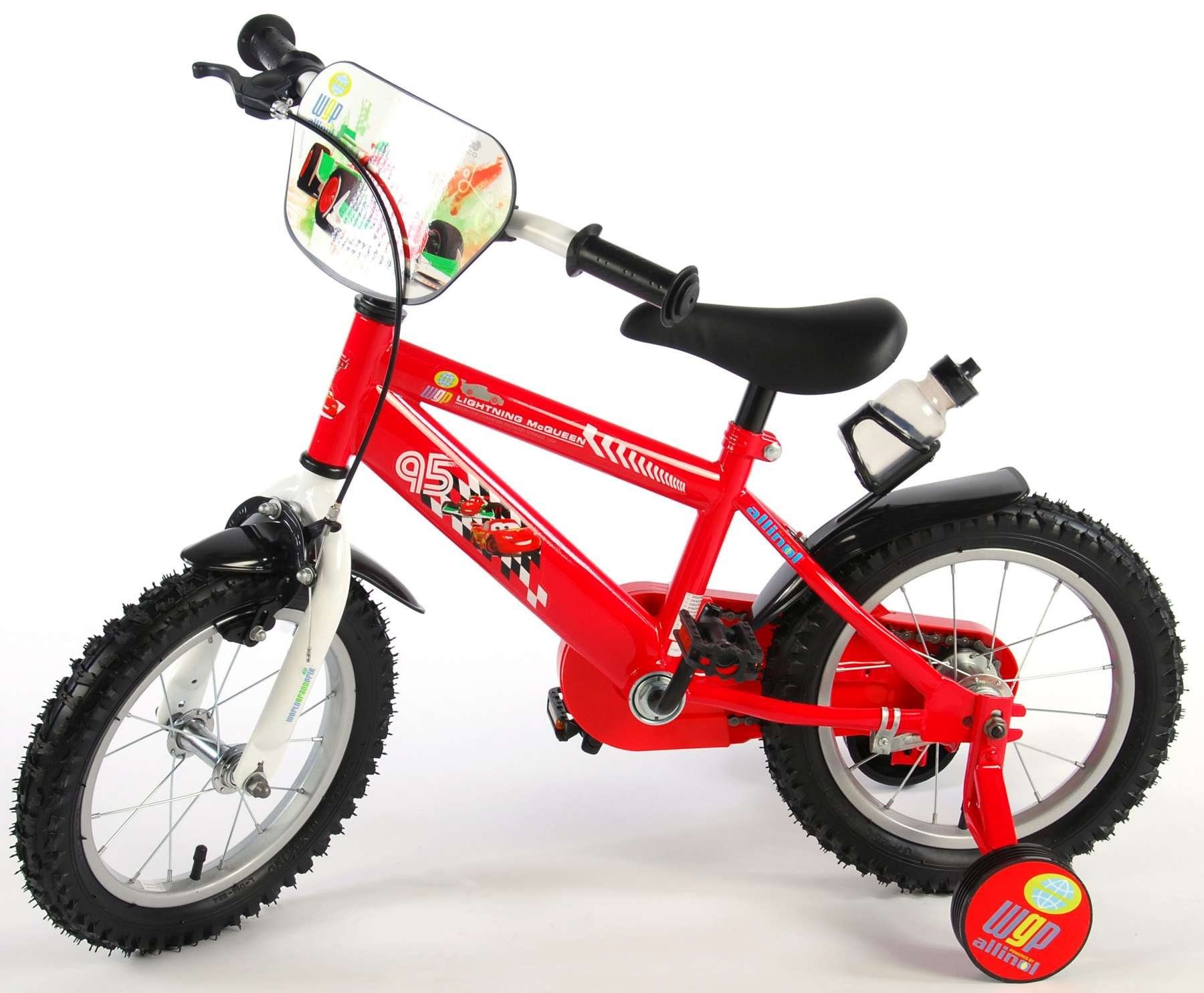 Sicherheitsgriffe), Rutschfeste Fahrrad 14 Zoll, (Jungs Zoll Cars Rot TPFSports - Stützrädern Fahrrad Disney mit Kinder 1 Kinderfahrrad 14 Gang, -