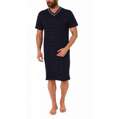 Normann Pyjama Herren Nachthemd kurzarm mit V-Hals - auch in Übergrößen erhältlich