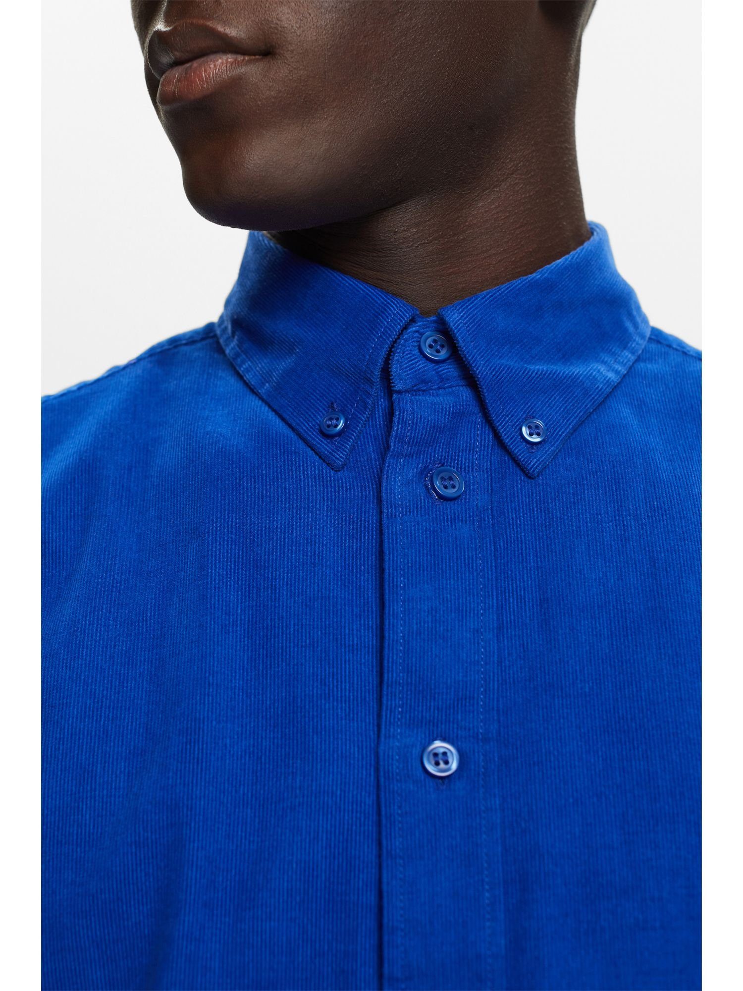 Baumwolle aus BRIGHT BLUE Cord, Langarmhemd Hemd 100% Esprit