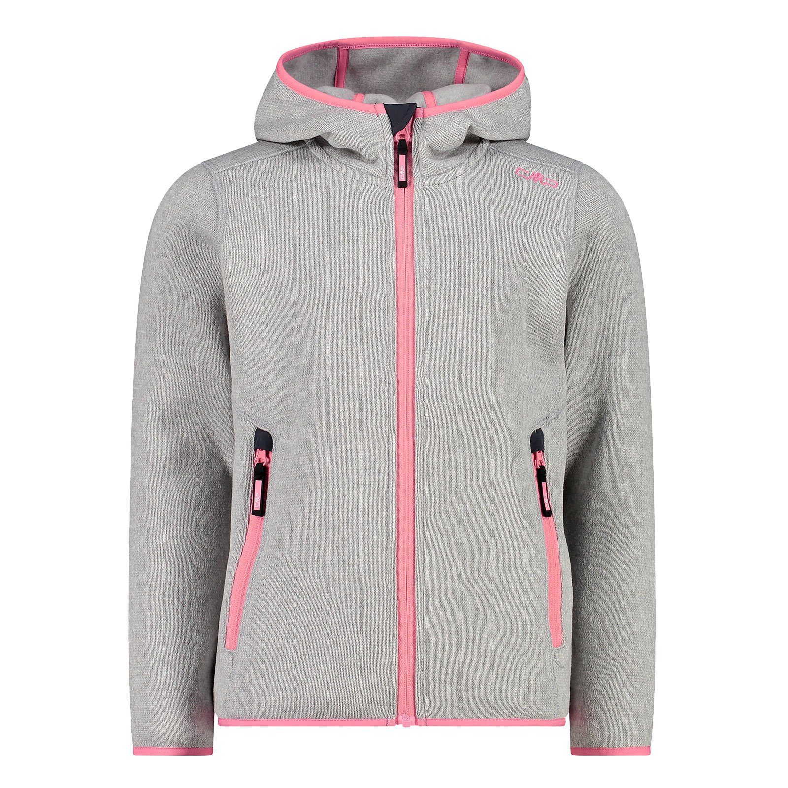 grey Kapuze 05XP Kid G CMP mit Jacket pink / Kapuzenstrickjacke Fix Hood light