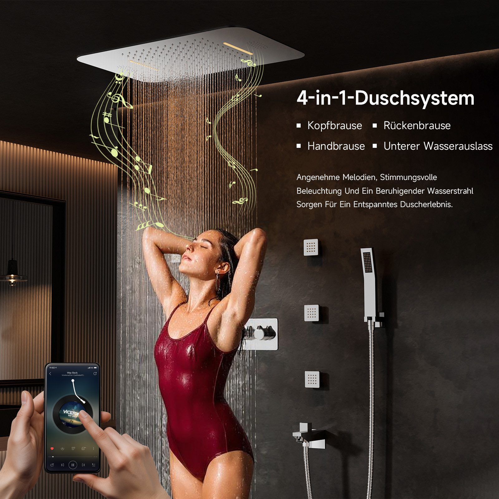 Oihpaw Duschsystem Duscharmatur komplettset Regendusche mit Armatur Duschse günstig online kaufen