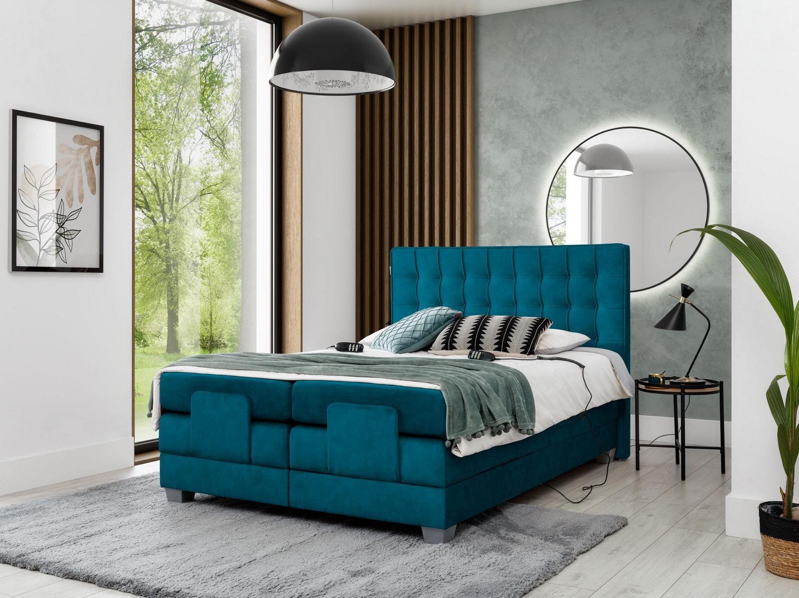 Xlmoebel Polsterbett Modernes Doppelbett in Blau mit hochwertiger Textilbespannung (Bett, 1-tlg., Doppelbett), Hergestellt in Europa