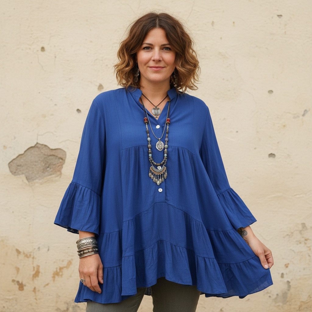 Guru-Shop Midikleid Luftiges Boho Minikleid, plus size Maxitunika,.. altern günstig online kaufen