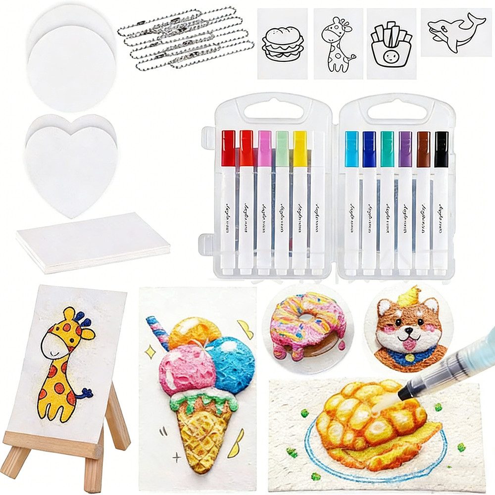 CLTYQ Kreativset Schaum Textur Malset für Kinder, 3d Schaumstoff Malset,Geschenk, (37-tlg), DIY Kunstzubehör, magisches Puffy Paint für Schaumtextur Malerei