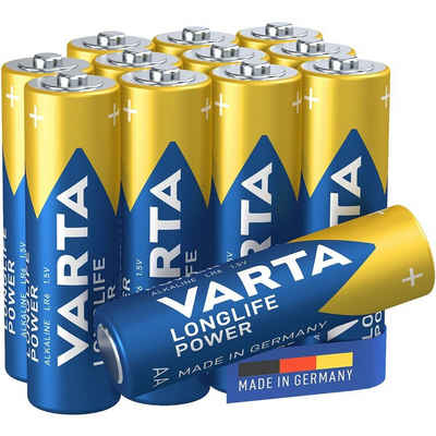VARTA LONGLIFE Power Batterie, (1.5 V, 12 St), Mignon / AA / LR06, 1,5 V, Alkali-Mangan, mit langer Lebensdauer
