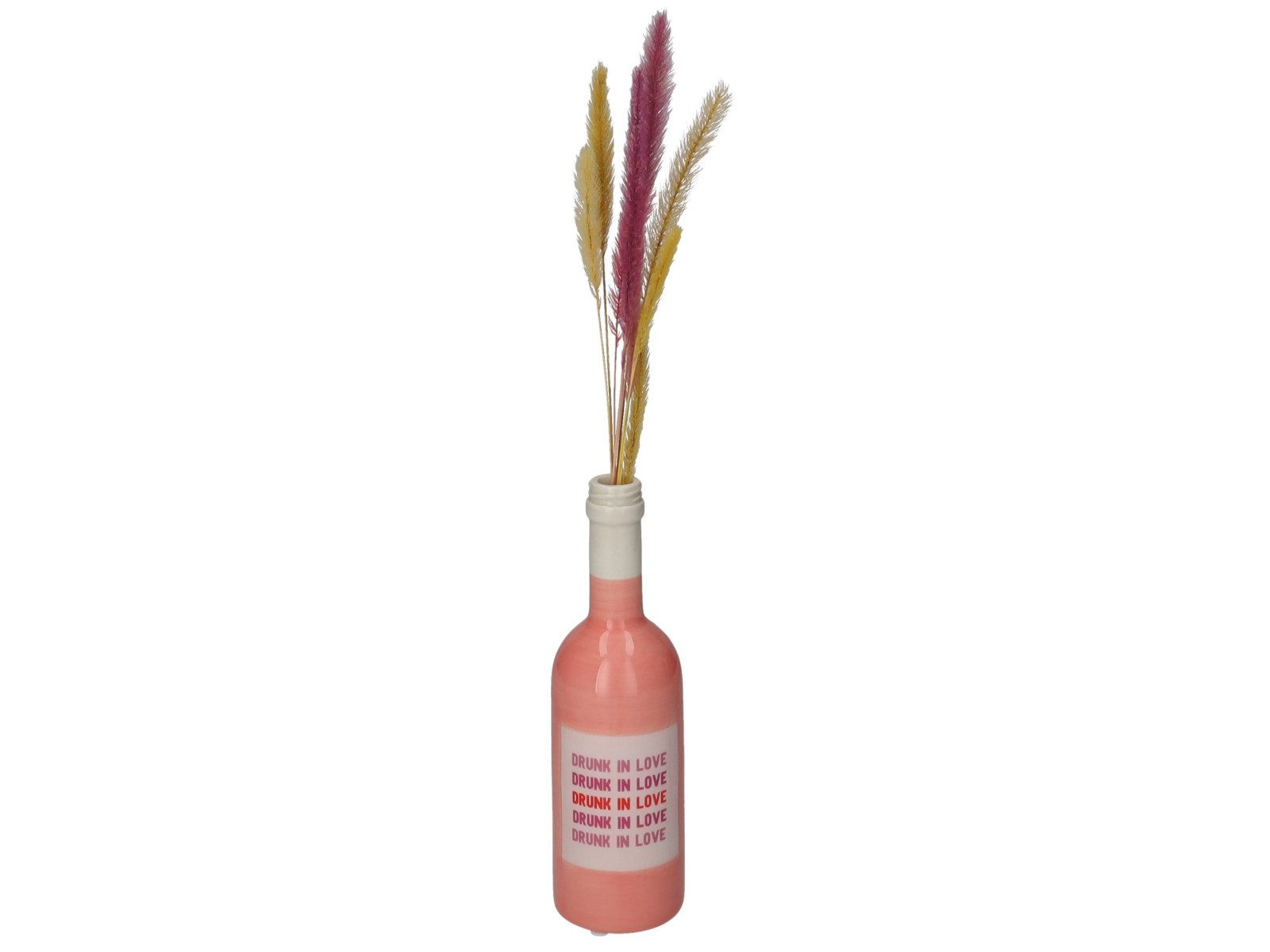 Giftcompany Dekovase Mignon Vase Weinflasche Drunk in love rosa 20cm (Dekovase)