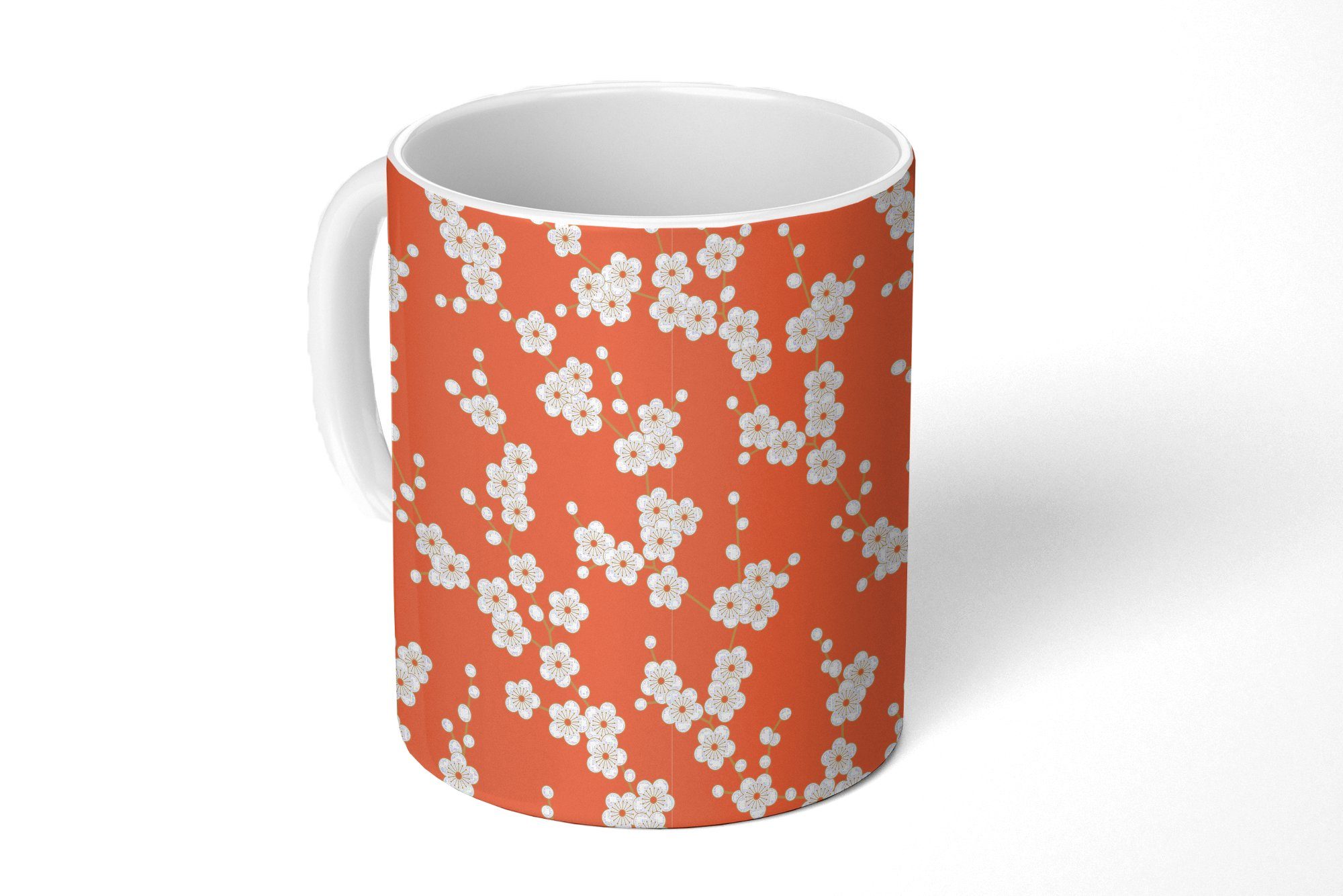 MuchoWow Tasse Sakura - Blumen - Muster - Japan, 1-tlg., Keramik, Kaffeetassen, Teetasse, Becher, Kaffeebecher, Geschenk