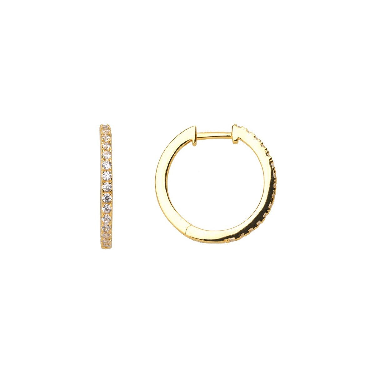 XENOX Paar Creolen Xenox Creolen Ohrringe Damen Zirkonia Silber Vergoldet 18 mm XS8663G