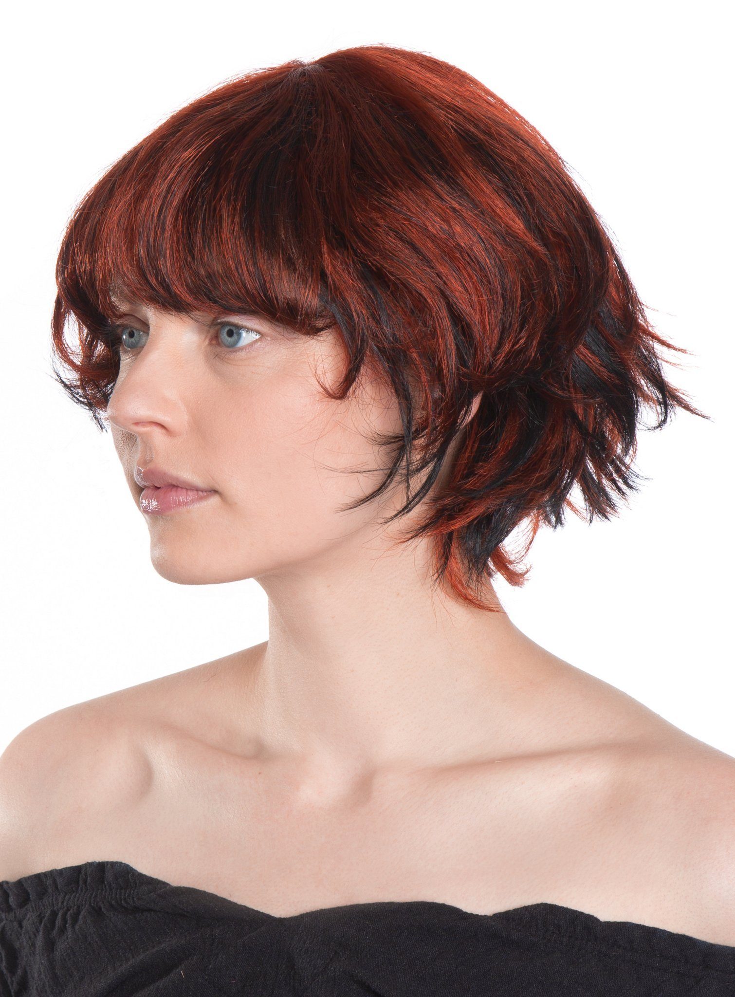 Maskworld Kostüm-Perücke Shaggy Bob Perücke rot-schwarz