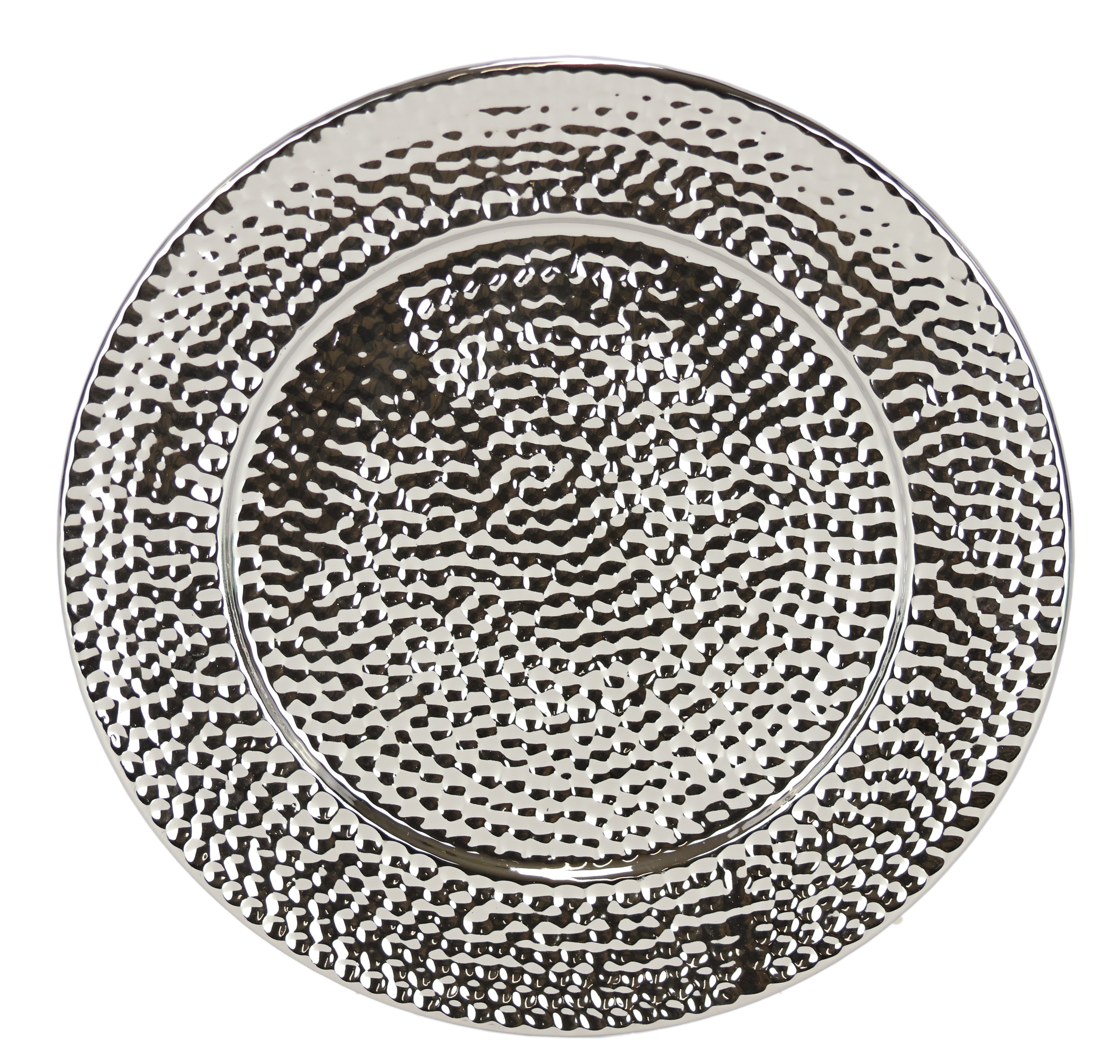 I.GE.A. Dekotablett Keramik-Schale (1 St), Dekoschale silber Tablett Weihnachtsdeko Deko Advents-Tablett rund