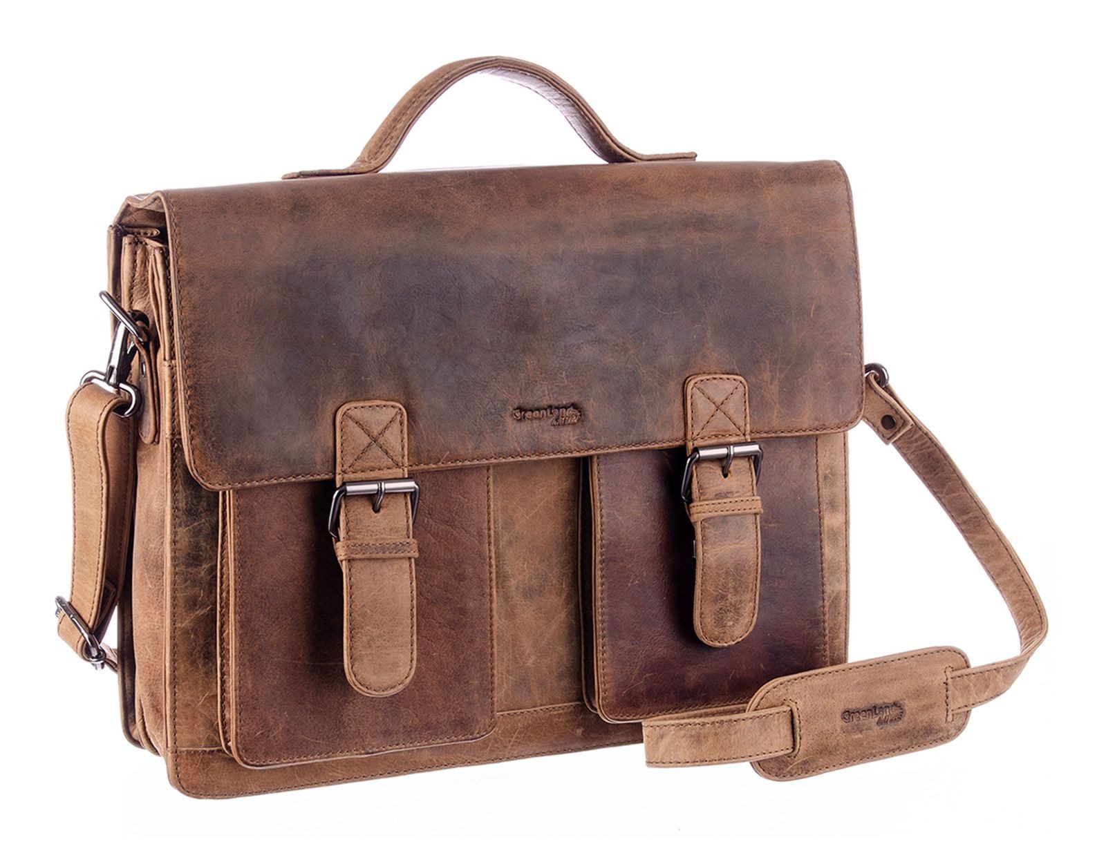 GreenLand Nature Aktentasche Briefcase, aus echtem Leder