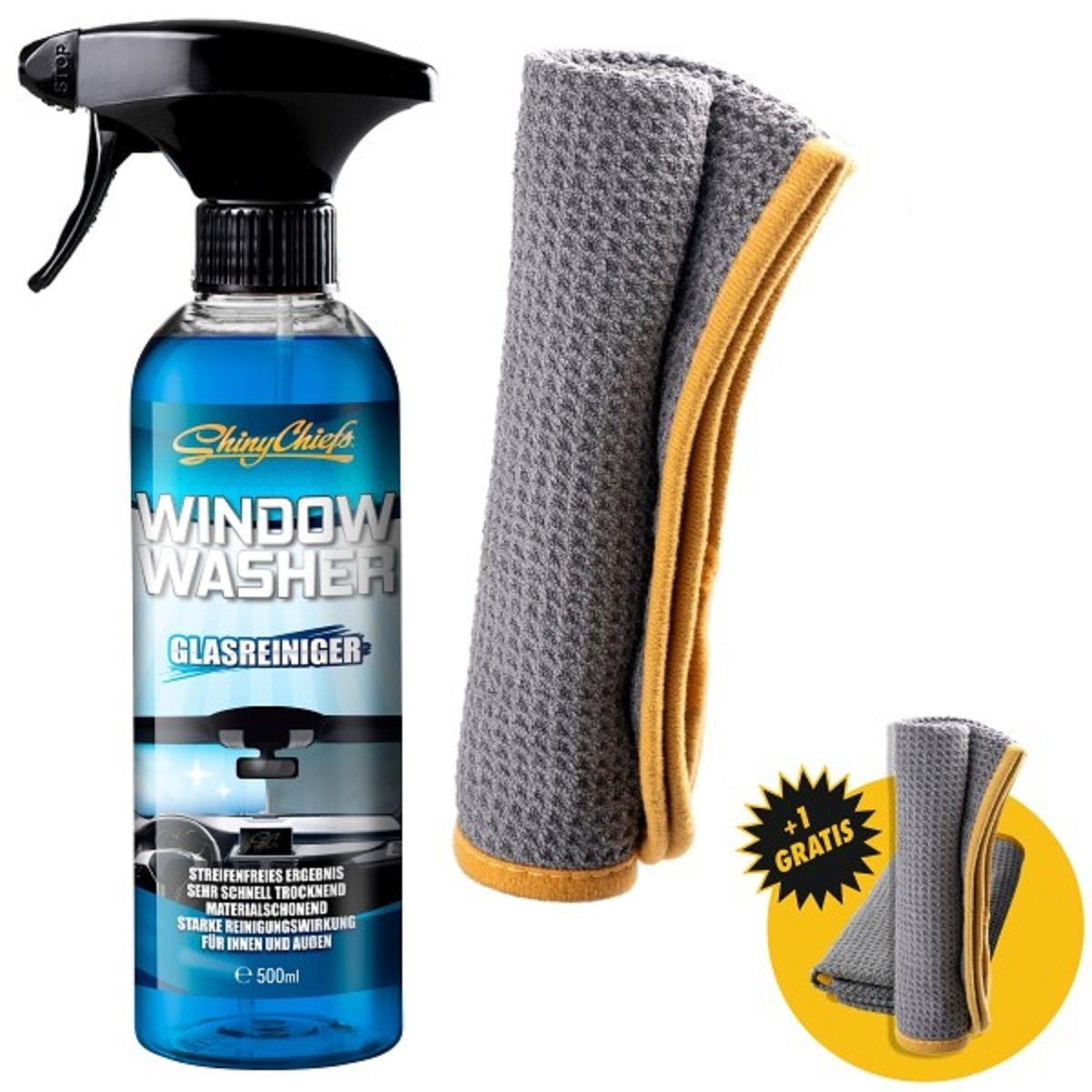 ShinyChiefs WINDOW WASHER GLASREINIGER WAFFLE TOWEL Glasreiniger + SET 500ML