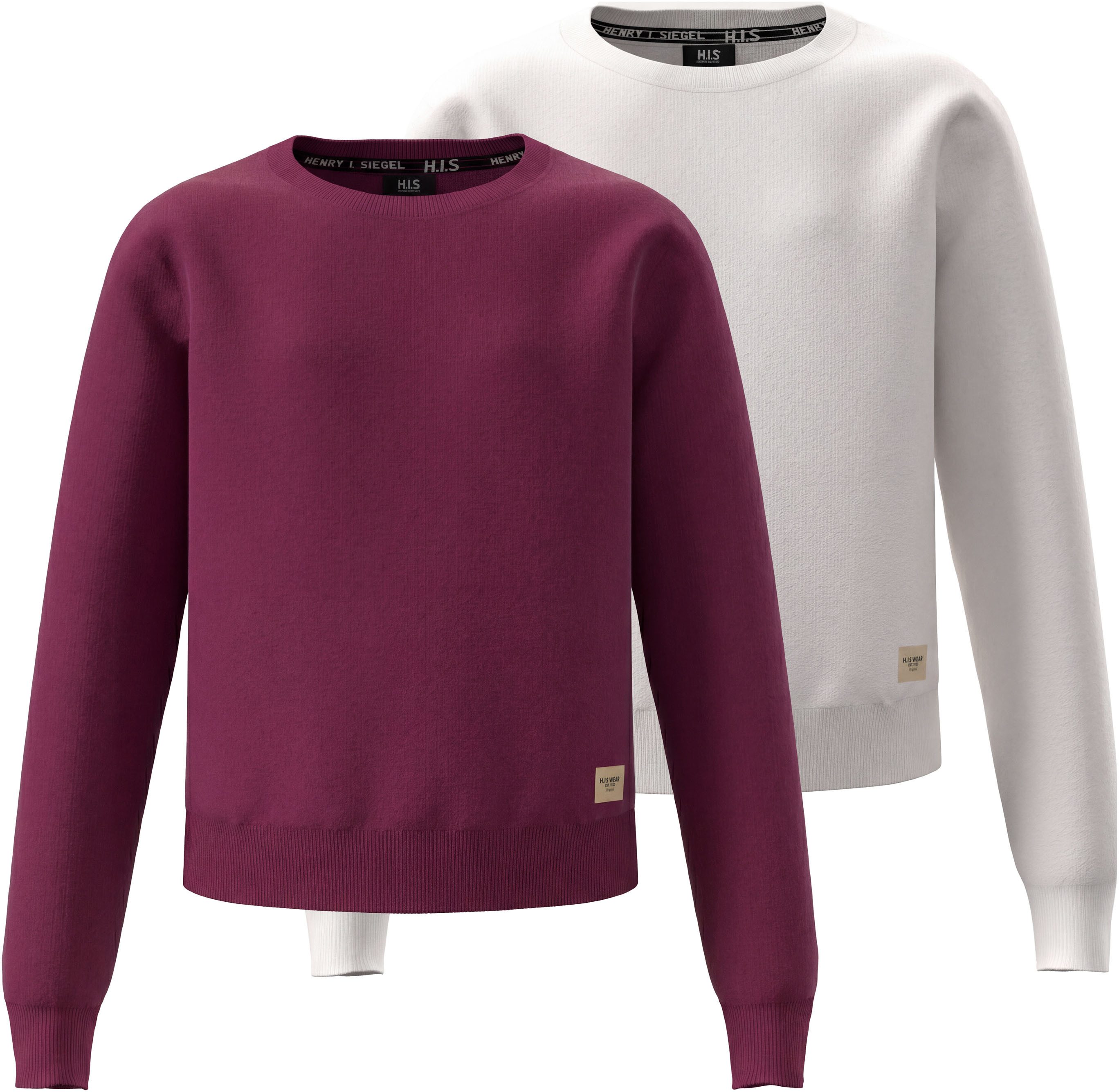 H.I.S Sweatshirt 2er Pack H.I.S Sweats, Must-Have Basic in kurzer Form (Packung, 2) 2 Sweatshirts im Pack, Basics in modischen Farben, Langarm