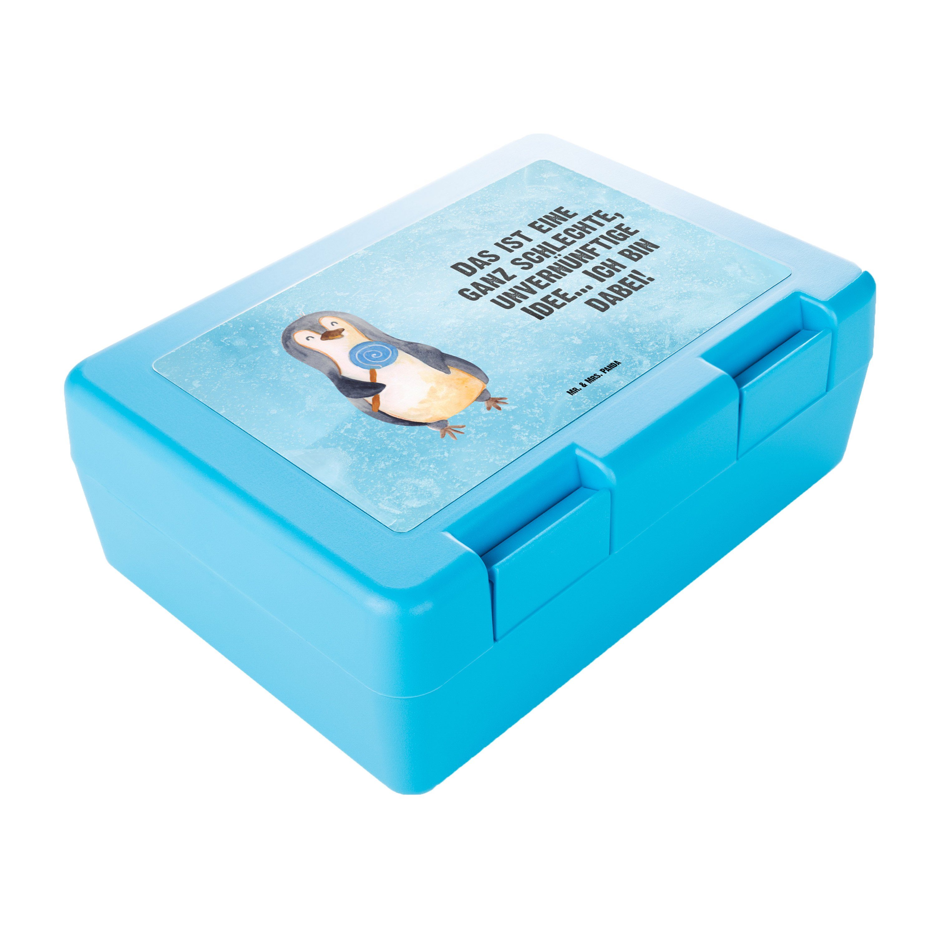 Mr. & Mrs. Panda Brotbox, (1-tlg) Butterbrotdose, Lolli Pinguin Butterdose Brotzeit, - Premium - Eisblau Kunststoff, Geschenk