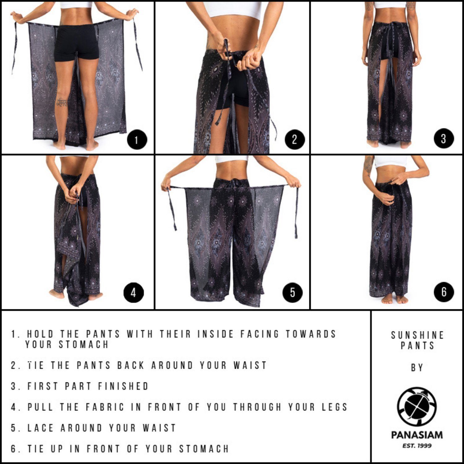 PANASIAM Palazzohose Sunshine Pants Wickelhose einfarbig – natürliche Viskose Palazzohose langer Boho Hosenrock Haremshose Pareo Hose