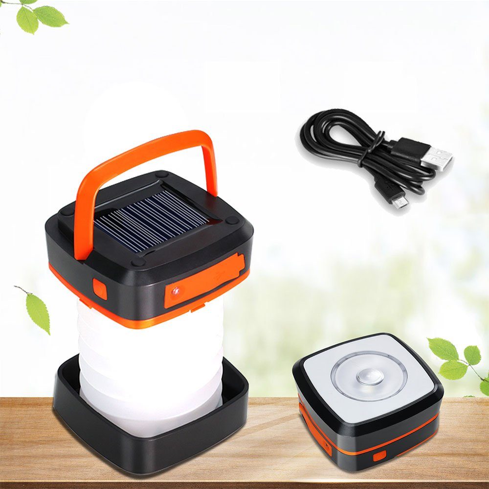 zggzerg LED Außen-Stehlampe Solar Campinglampe LED, Tragbare 3 Lichtmodi 800mAh Notstrom-Ladegerät Orange