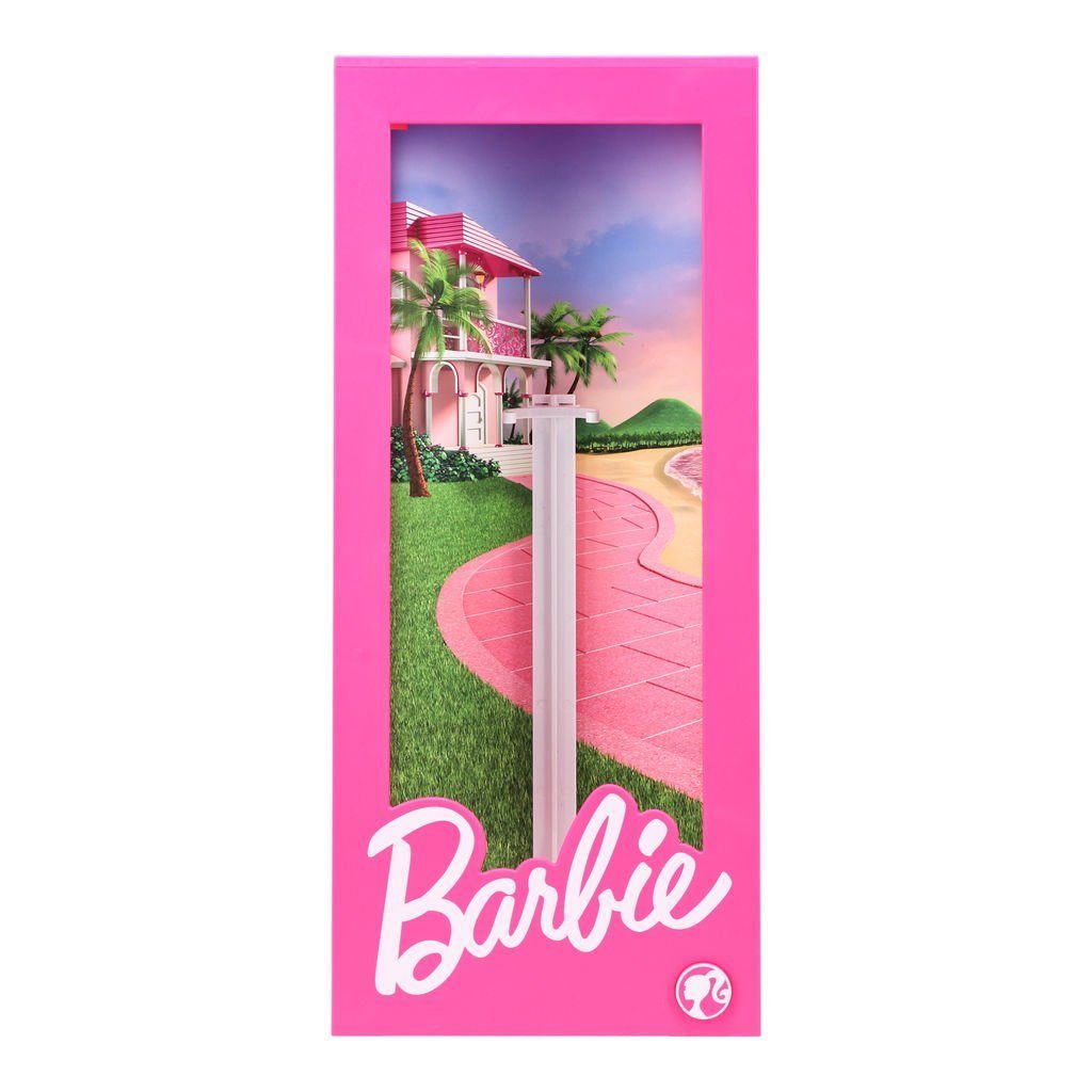 Paladone fest deine mit beleuchtete Puppe, dieser beleuchteten Barbie für Vitrine Lieblings-Barbie Präsentiere LED Dekolicht integriert, Barbie-Vitrine!
