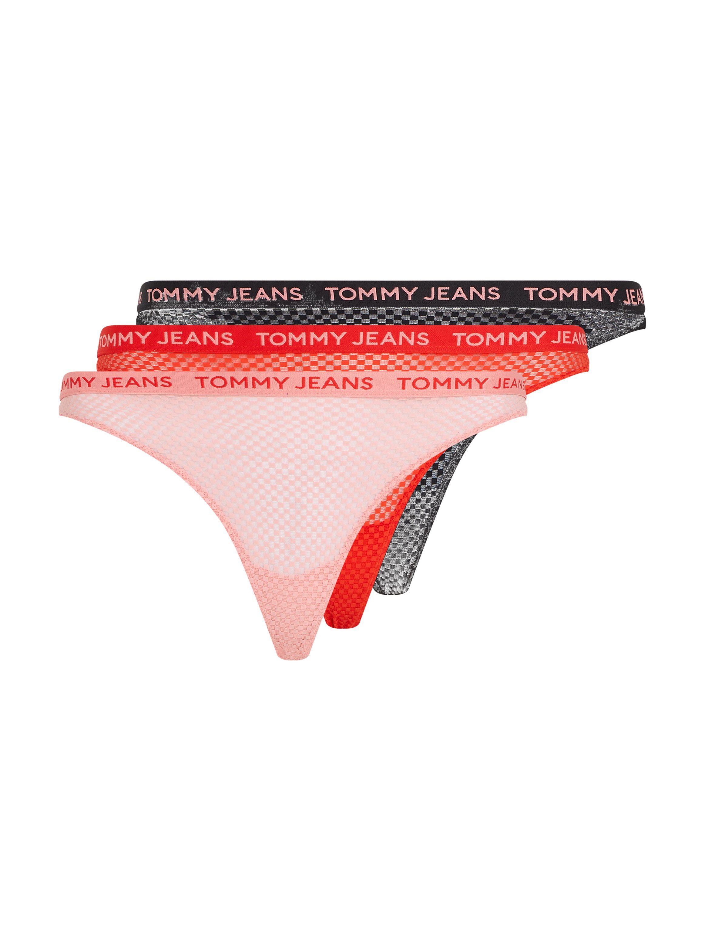 TOMMY HILFIGER UNDERWEAR Slip 3P HR THONG LACE (EXT SIZES) (Packung, 3-St., 3er) leicht transparente Qualität, Logoschriftzug mehr