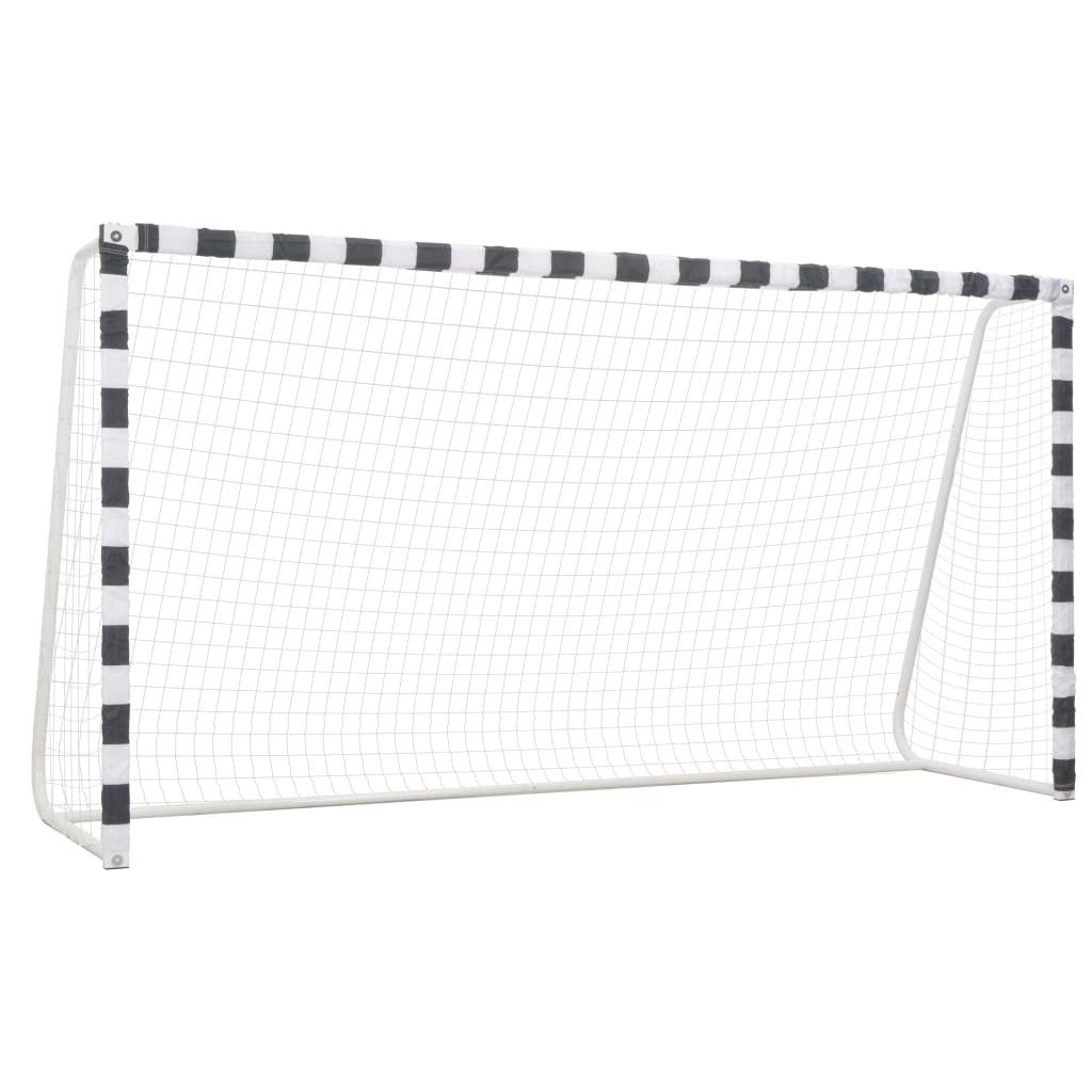 vidaXL Fußballtor Fußballtor 300x160x90 cm Metall Schwarz und Weiß (1 St)