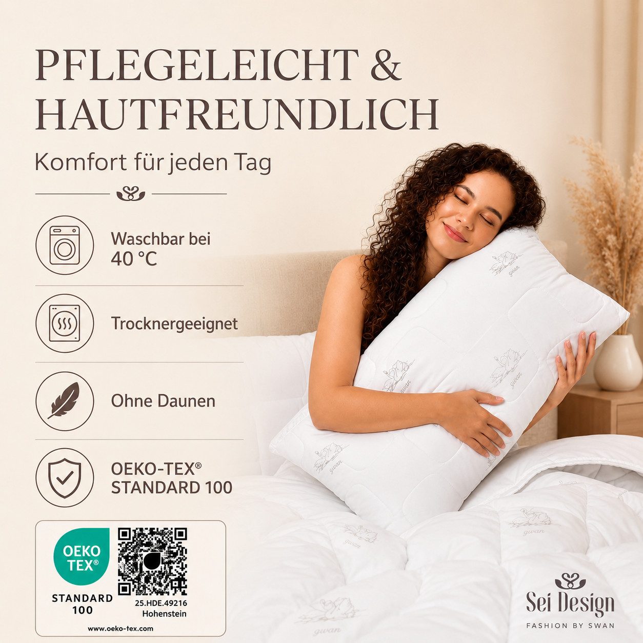 SEI Design Kopfkissen Kopfkissen Kissen Mirkofaser Seitenschläferkissen, Füllung: 650g luxuriöse Mikrofaser, Bezug: Mikrofaser gesteppt, Seitenschläfer, Bauchsc – Bild 5 von 5