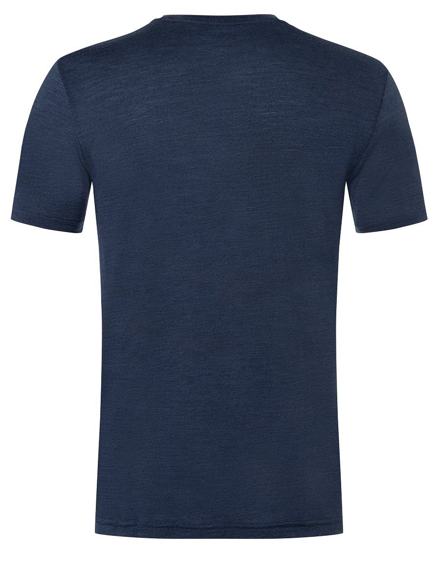 T-Shirt Merino-Materialmix WINTER Red Grey/Aurora SUPER.NATURAL Print-Shirt TEE funktioneller Iris Blue M Merino Melange/Feather