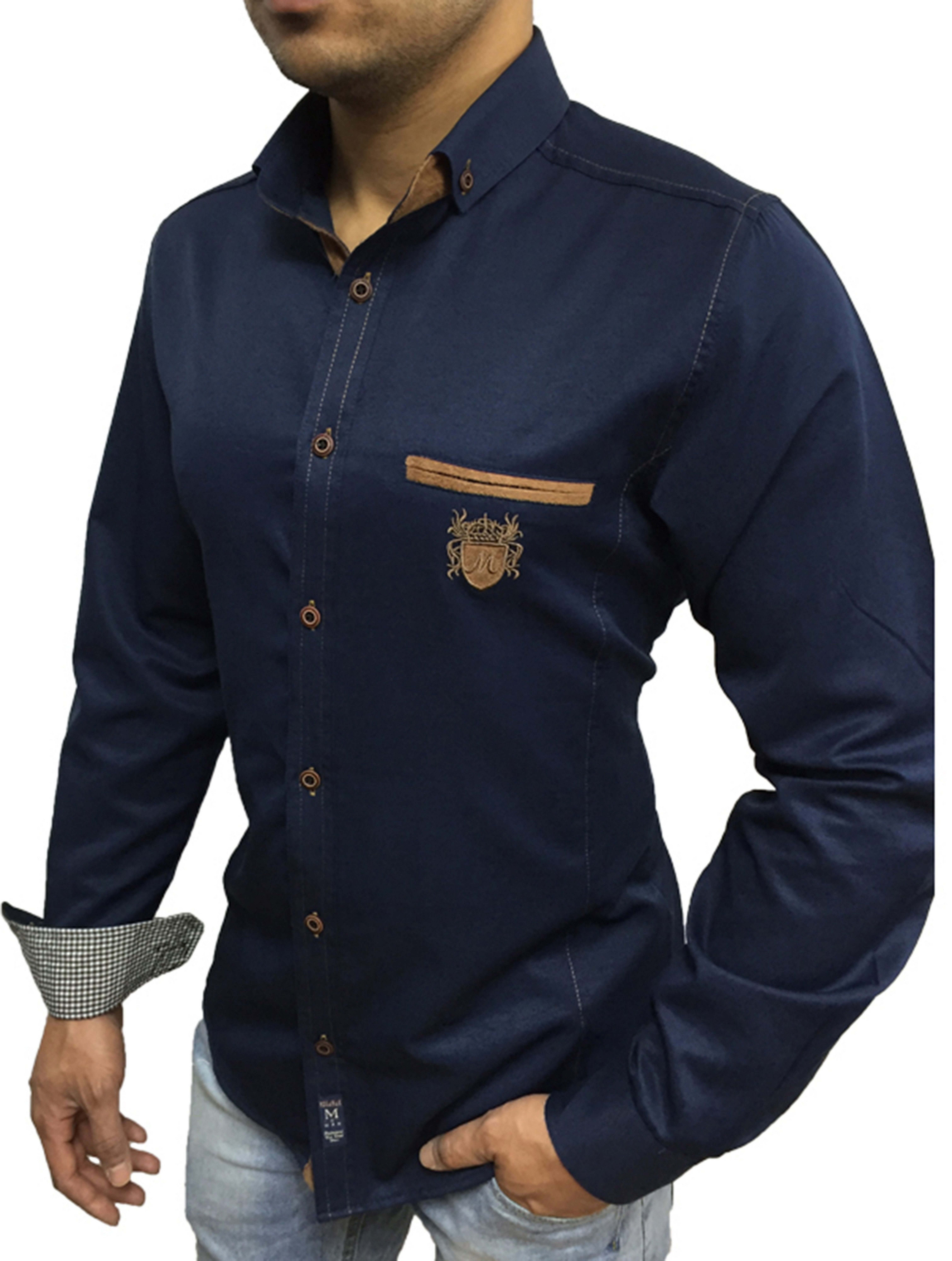Megaman Langarmhemd Herren Button Down Outdoor Freizeithemden Casual Style, Flanellhemden