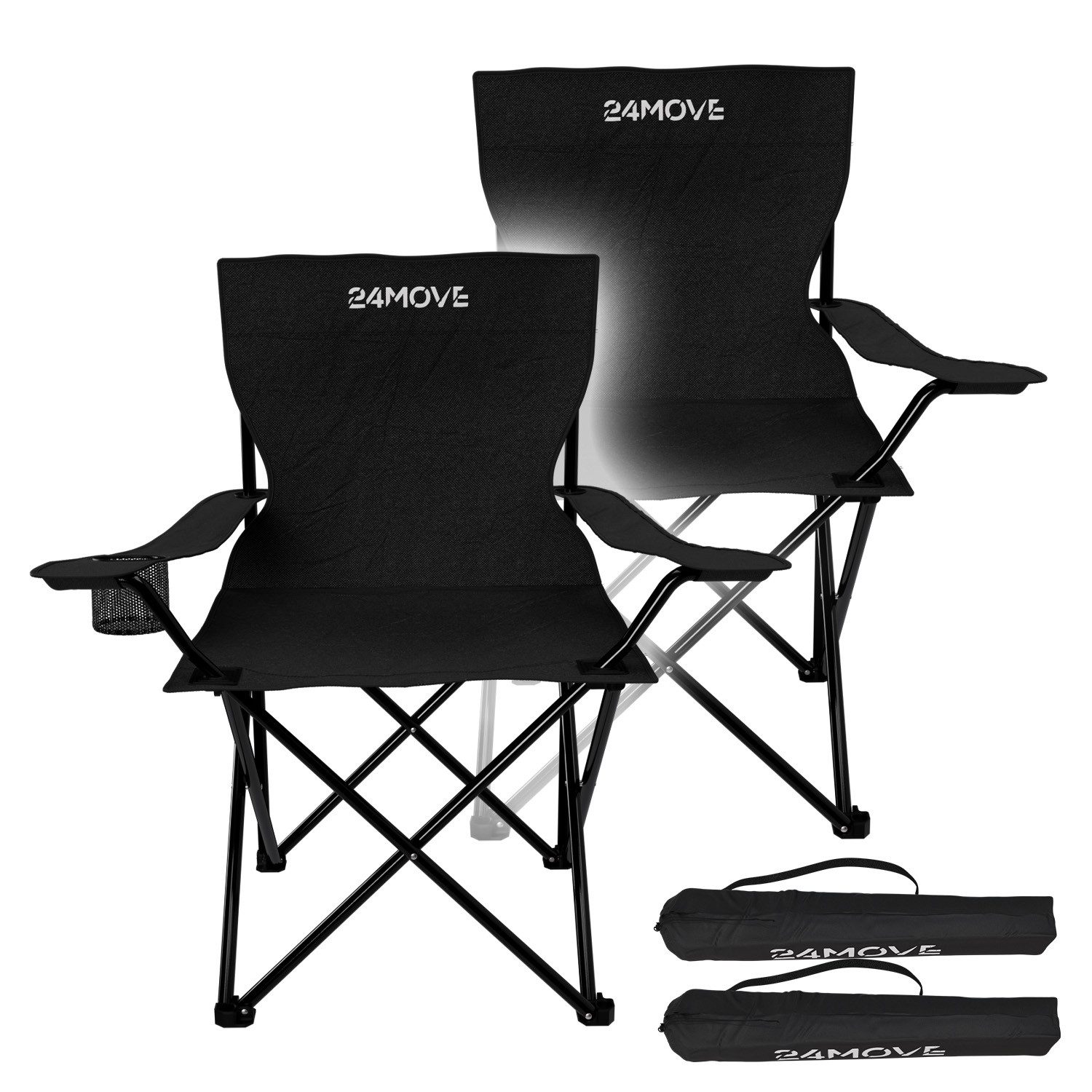 24Move Campingstuhl 24MOVE® Campingstuhl, 2er Set, Anglerstuhl, Getränkehal günstig online kaufen