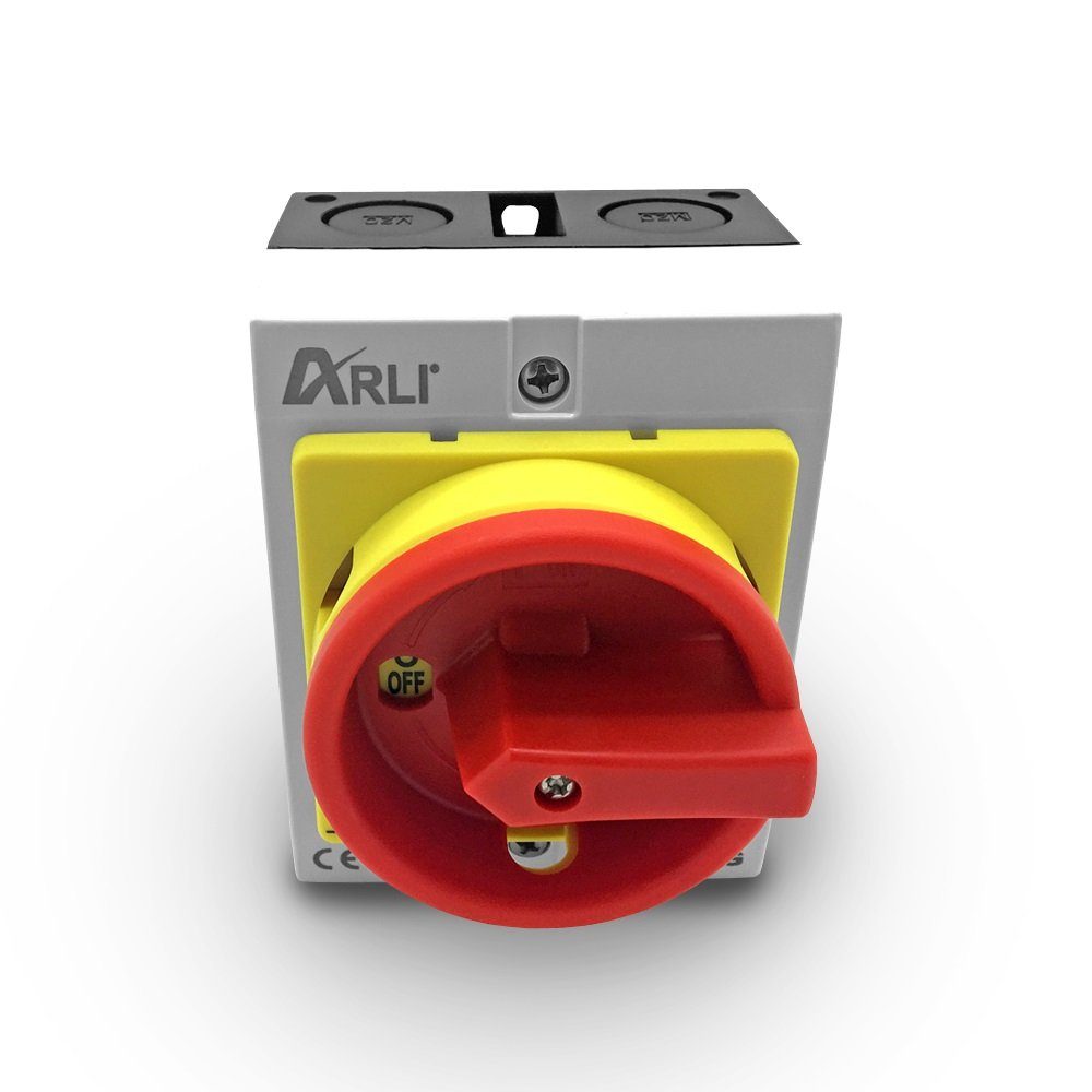 ARLI (2-St) 2x ARLI Kunststoff Gehäuse mit Schalter 16A 4-polig Hauptschalter Drehschalter