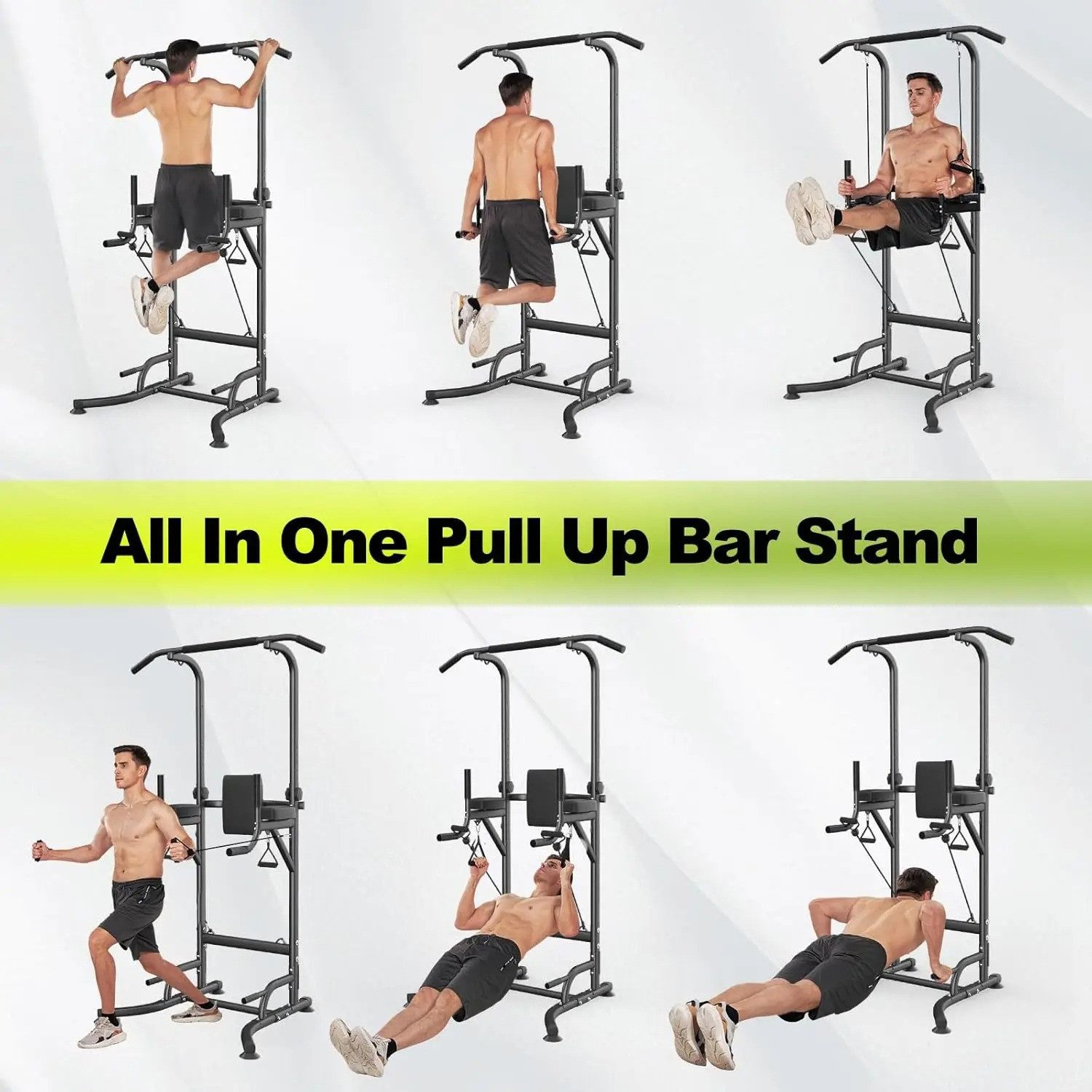 Athlix Trainingsstation Fitnessstation Kraftstation mit Klimmzugstange für zu Hause, Klimmzüge, Dips, Liegestütze, Knieheben